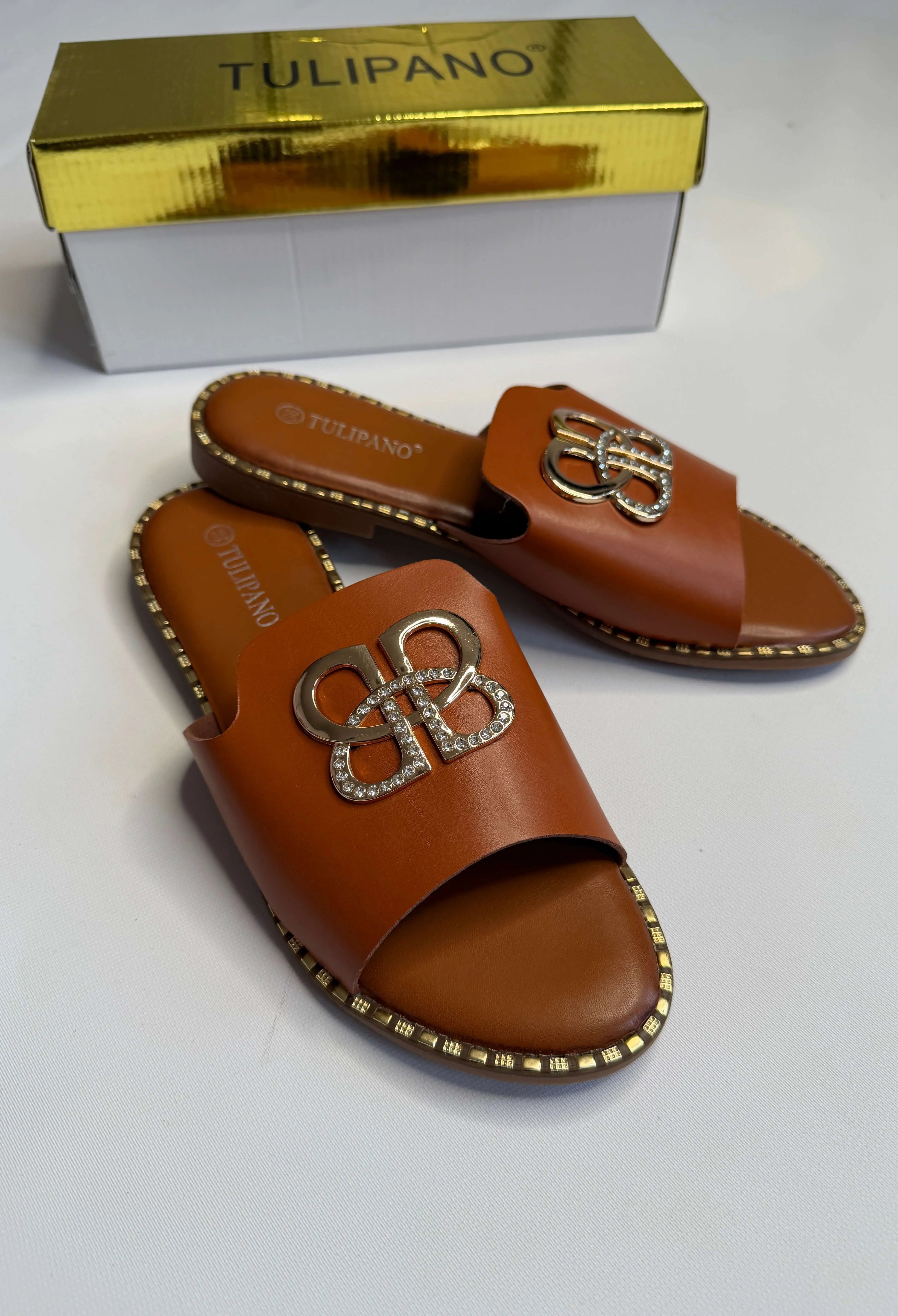 Klapki damskie Tulipano – eleganckie klapki z ozdobą Stylowa XL