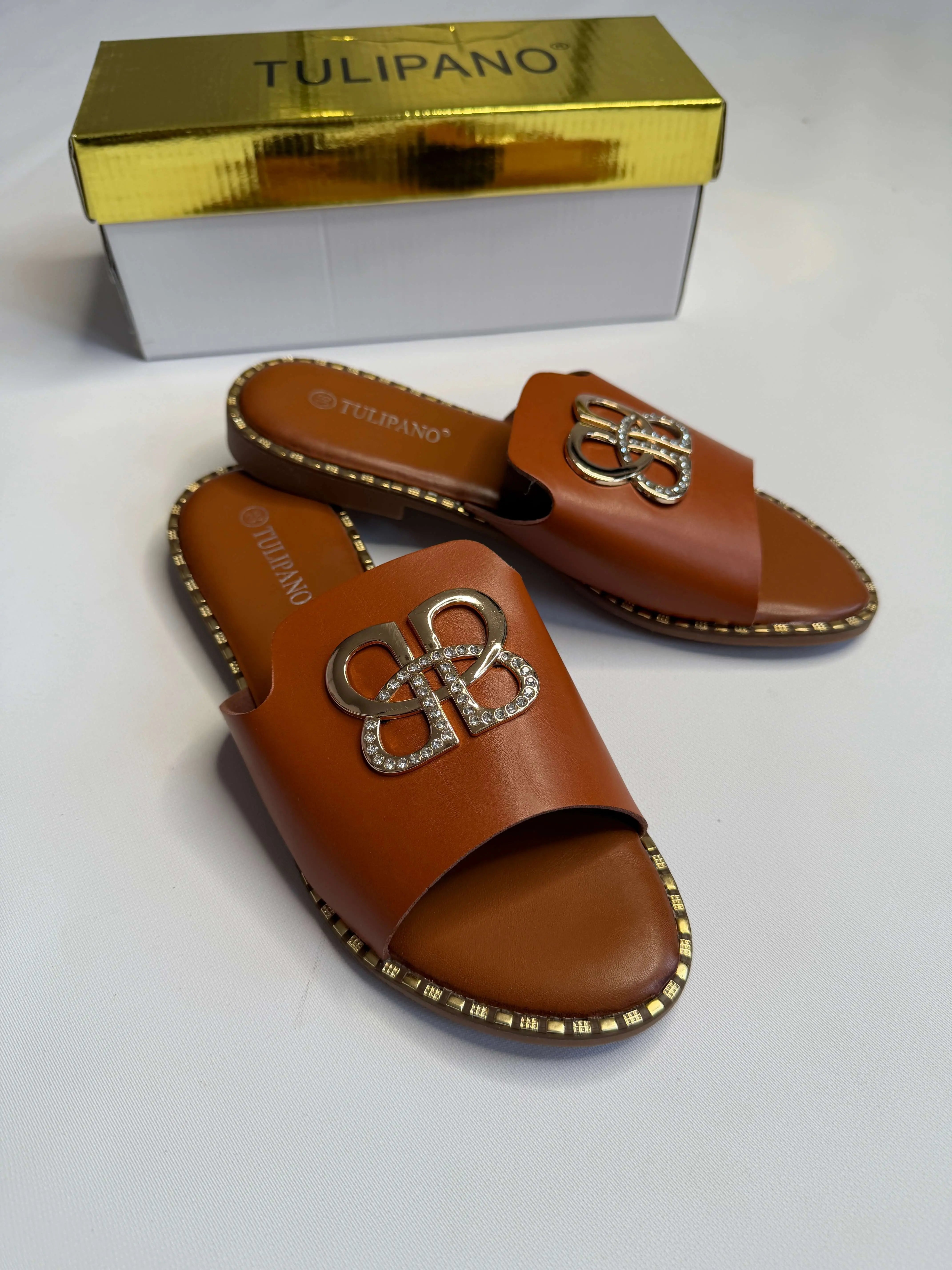 Klapki damskie Tulipano – eleganckie klapki z ozdobą Stylowa XL