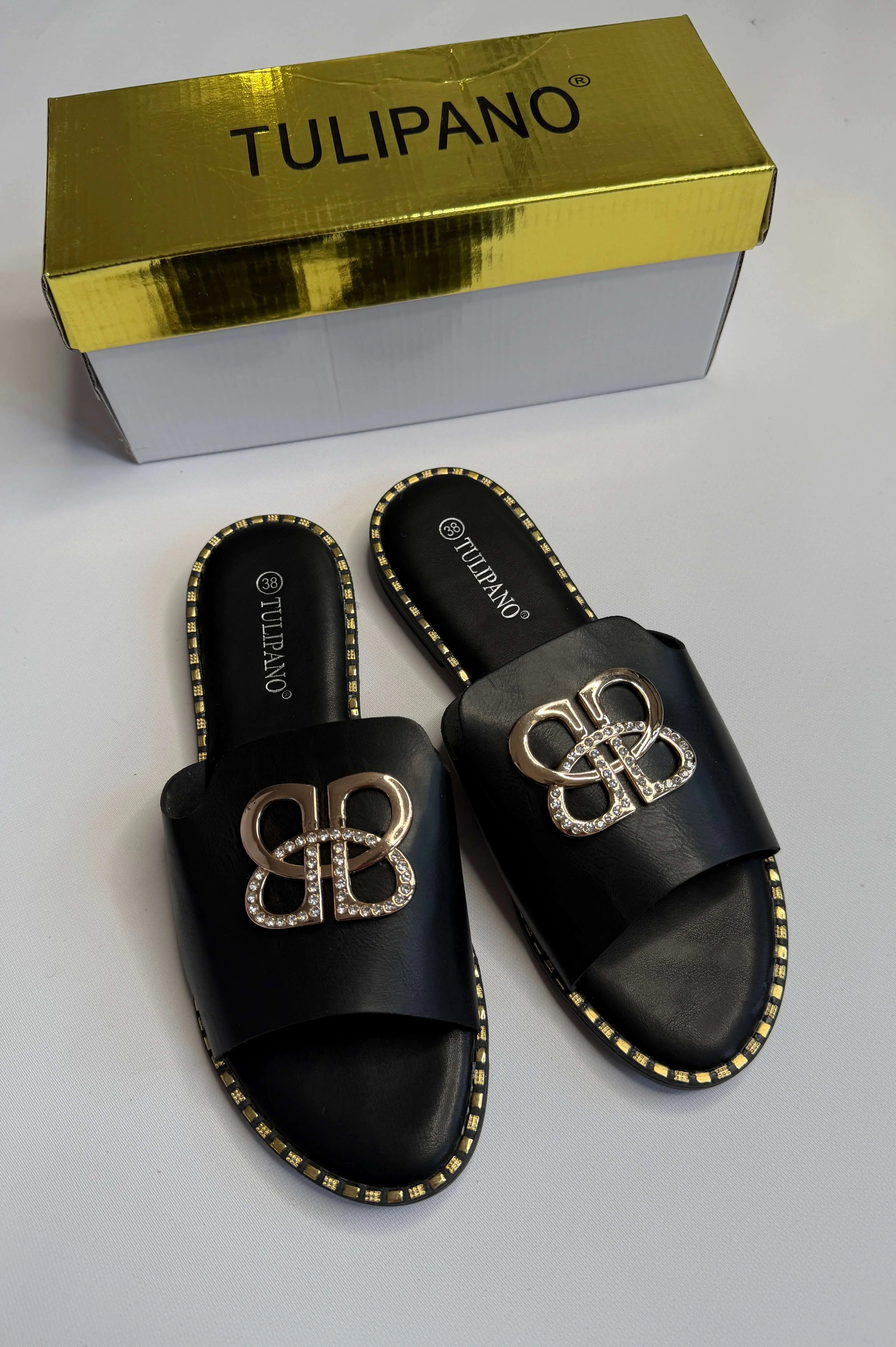 Klapki damskie Tulipano – eleganckie klapki z ozdobą Stylowa XL