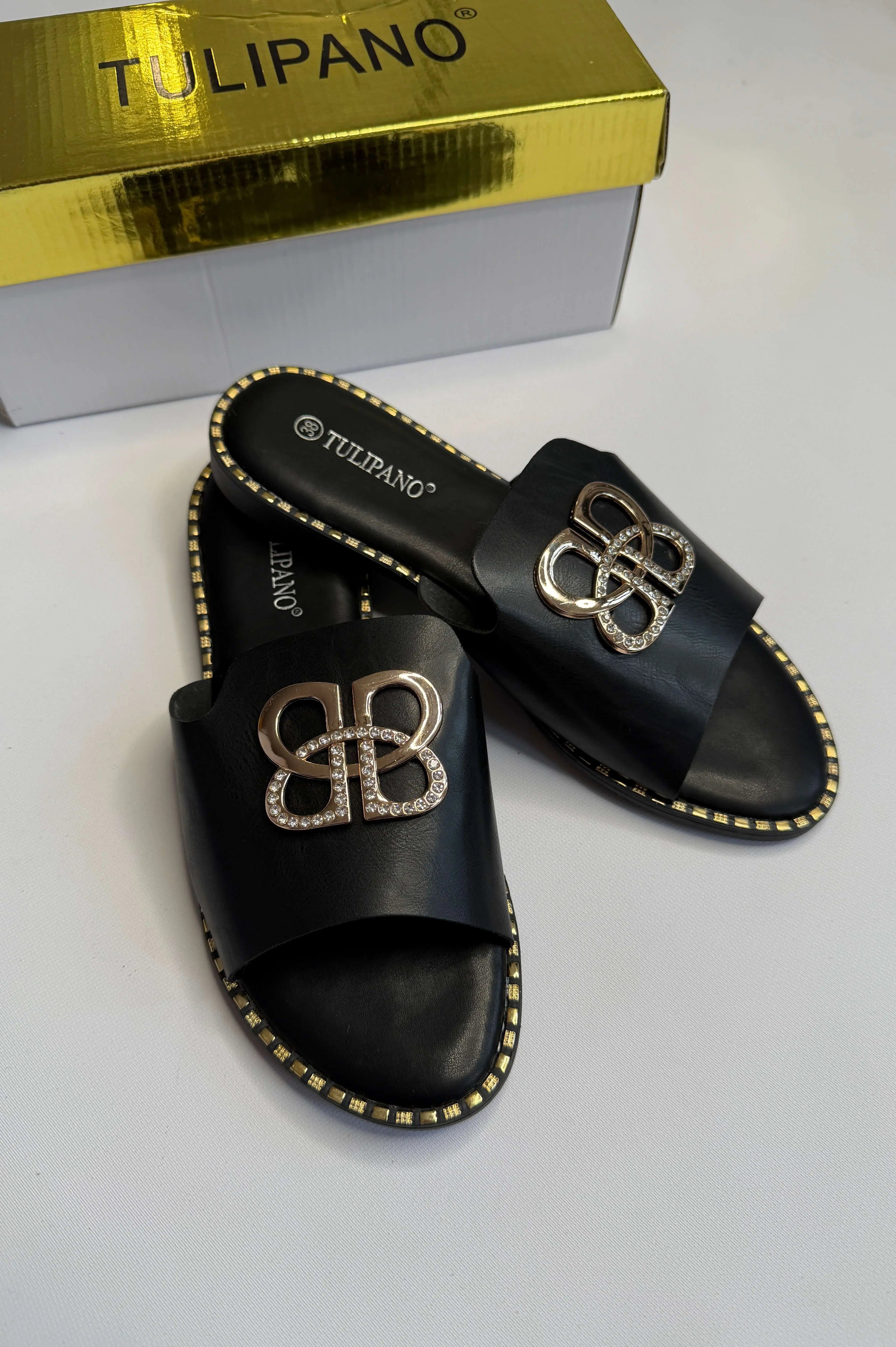 Klapki damskie Tulipano – eleganckie klapki z ozdobą Stylowa XL