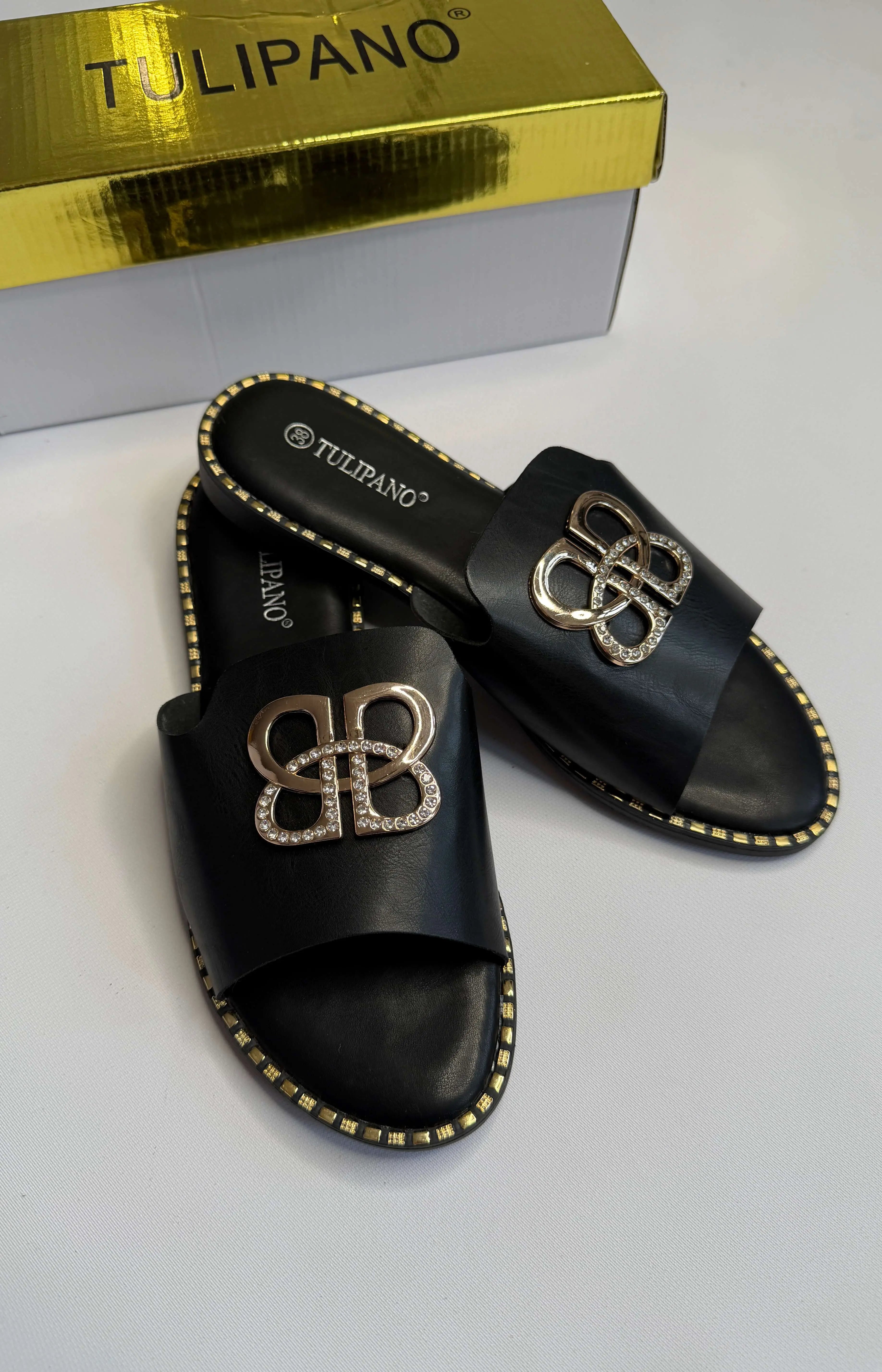 Klapki damskie Tulipano – eleganckie klapki z ozdobą Stylowa XL
