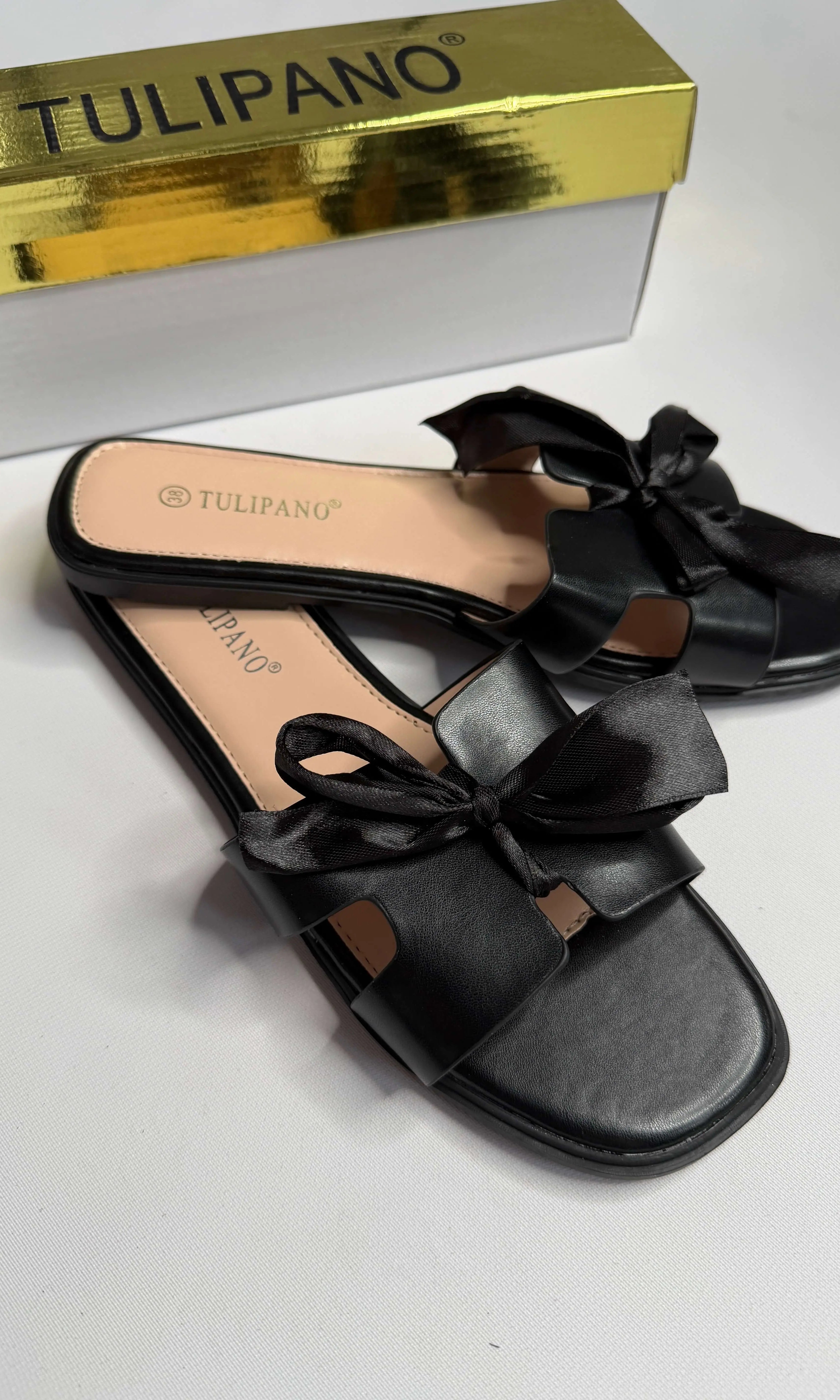 Klapki damskie Tulipano z kokardą – eleganckie na wiosne i lato Stylowa XL