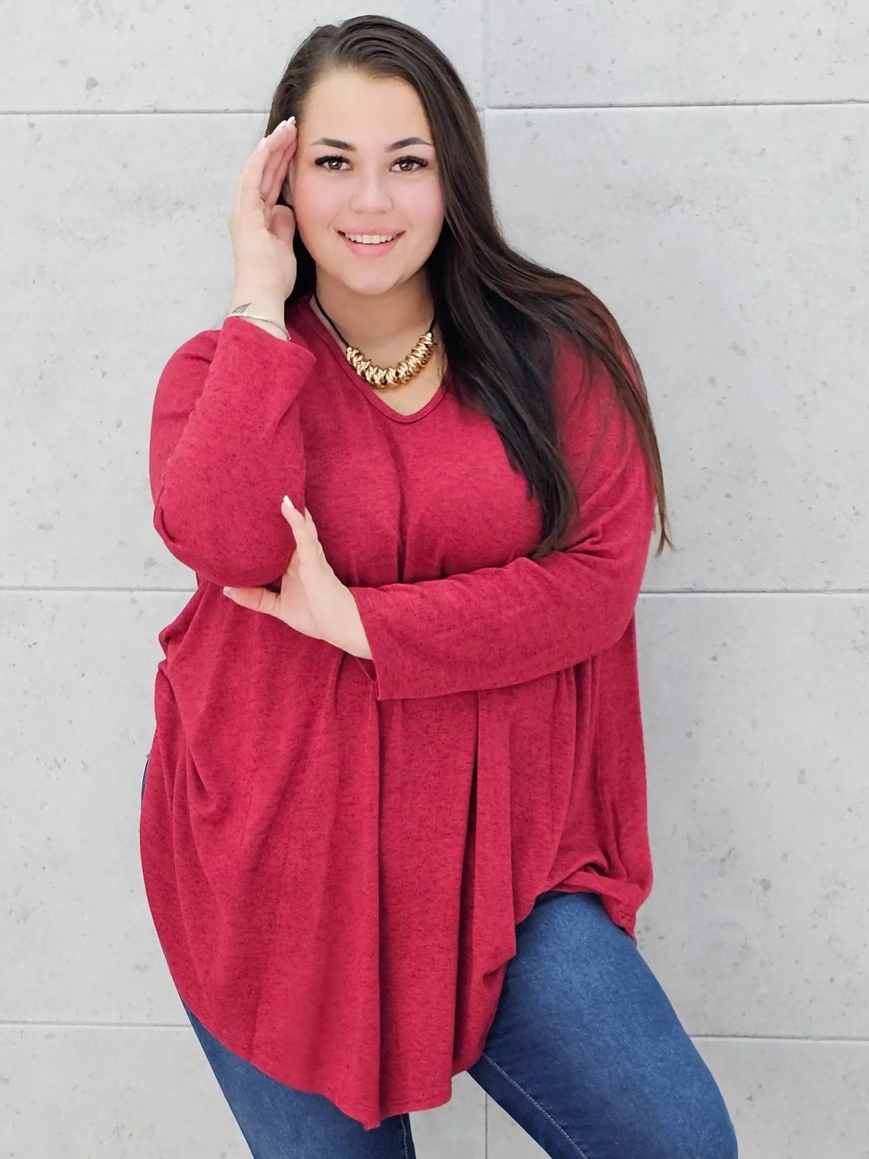 Klasyczny sweterek plus size z długim rękawem Stylowa XL