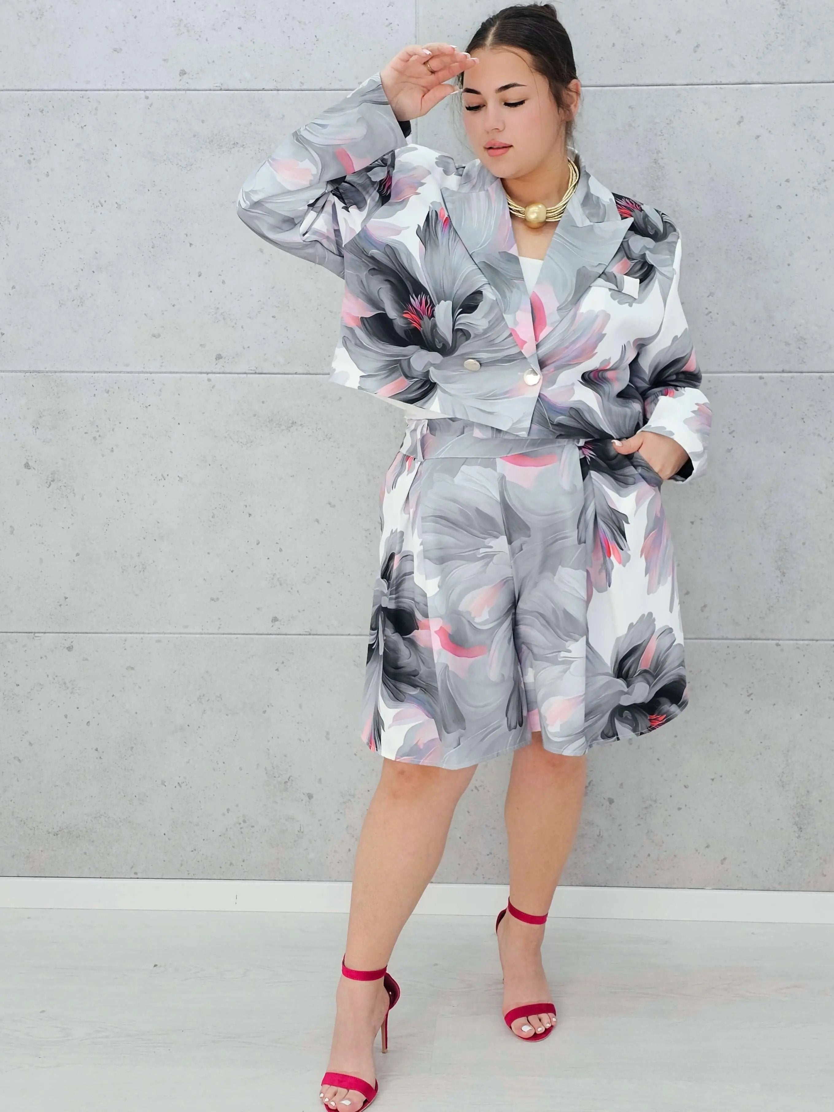 Kobiecy komplet w pastelowe kwiaty Stylowa XL