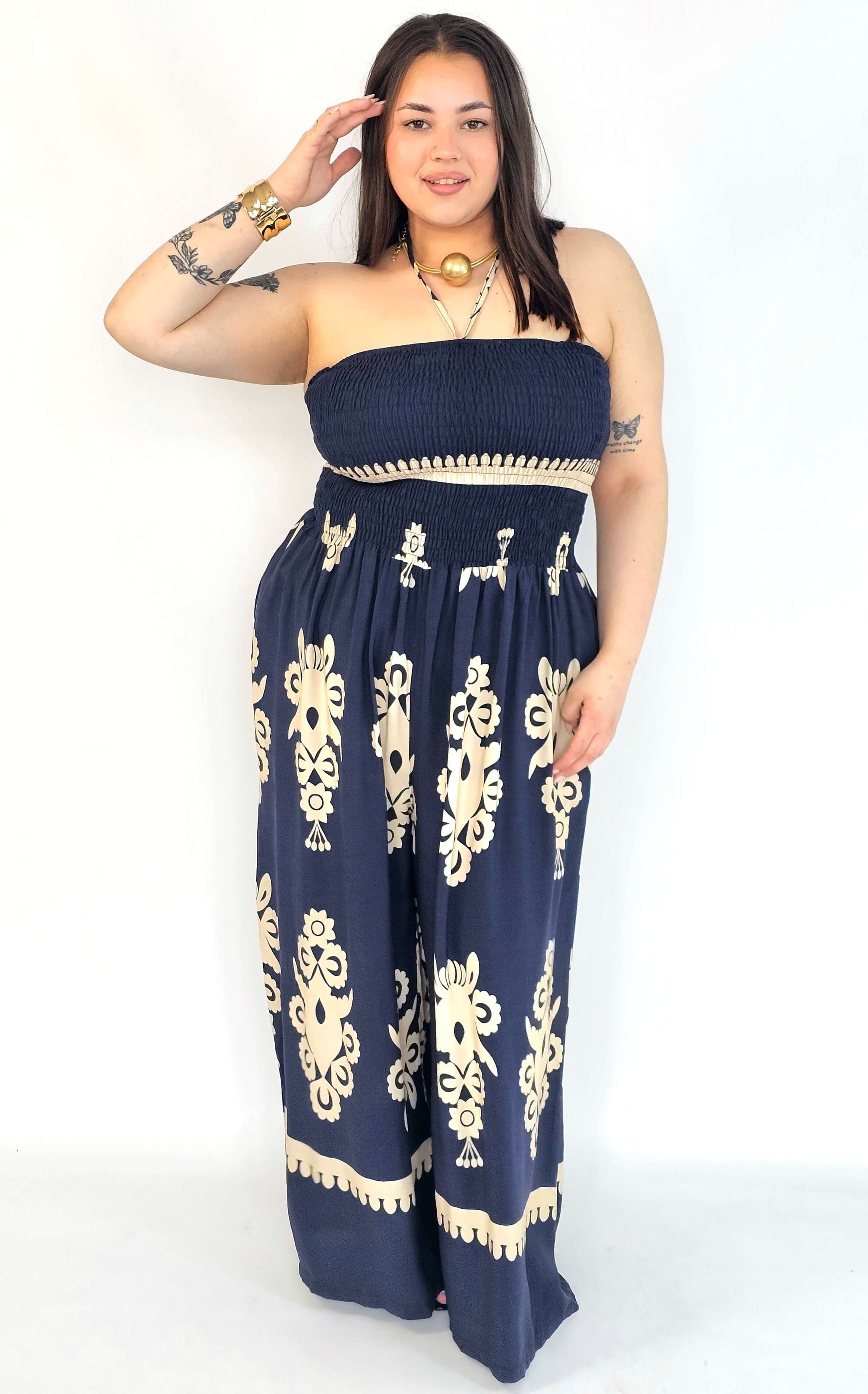 Kombinezon plus size bez ramiączek w eleganckim kolorze Stylowa XL