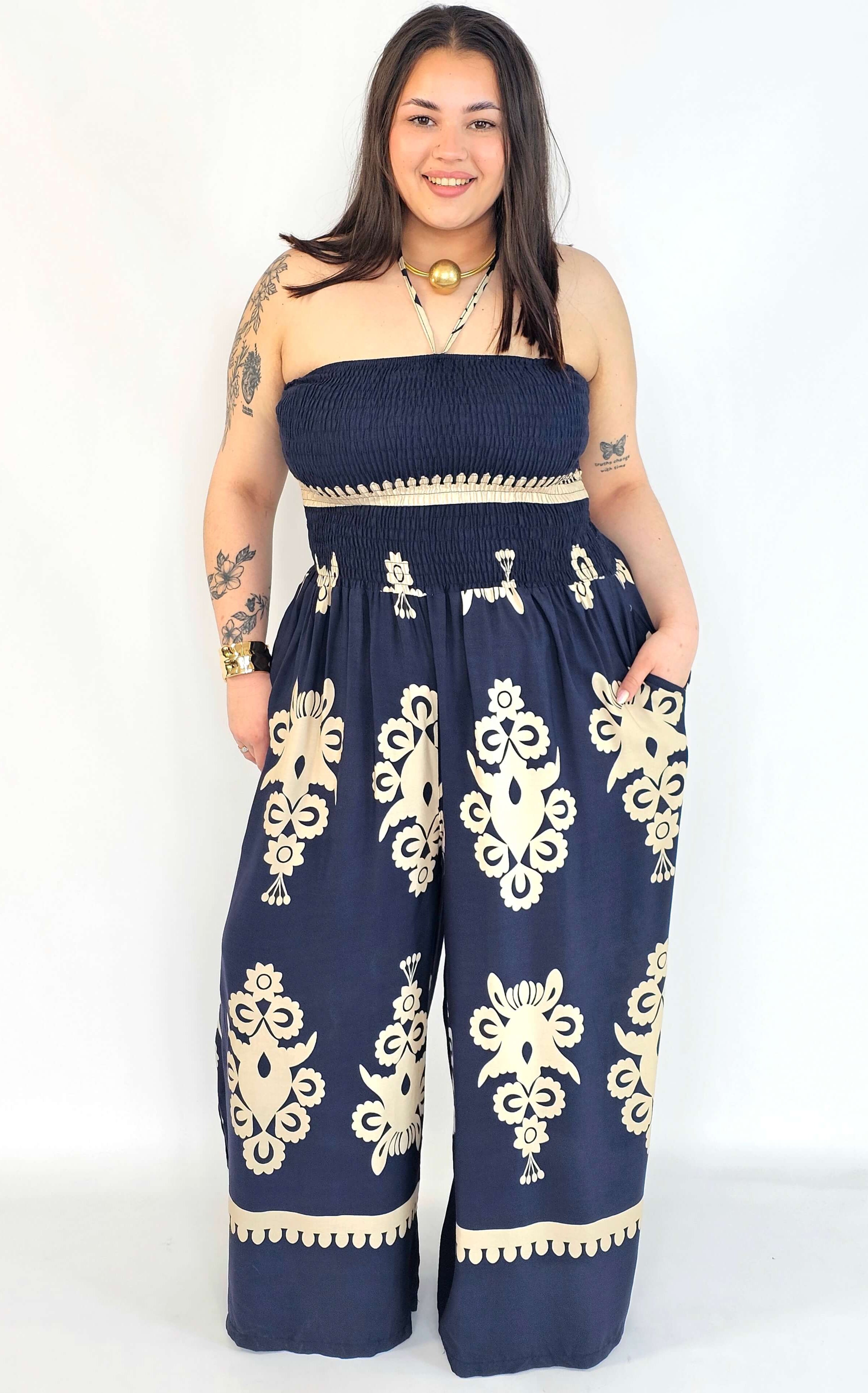 Kombinezon plus size bez ramiączek w eleganckim kolorze Stylowa XL