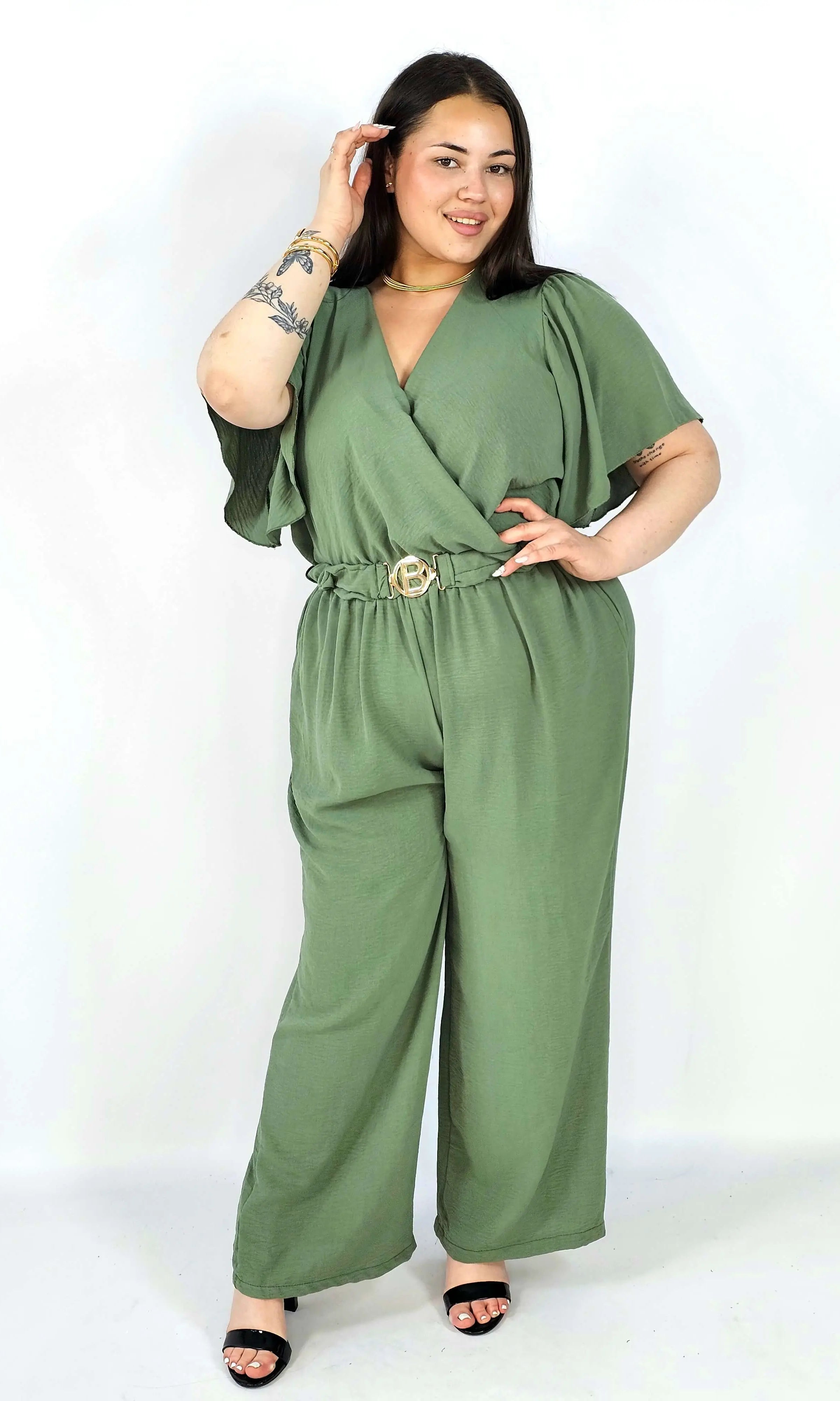 Kombinezon plus size z kopertowym dekoltem i paskiem – wygoda i styl XXL Stylowa XL