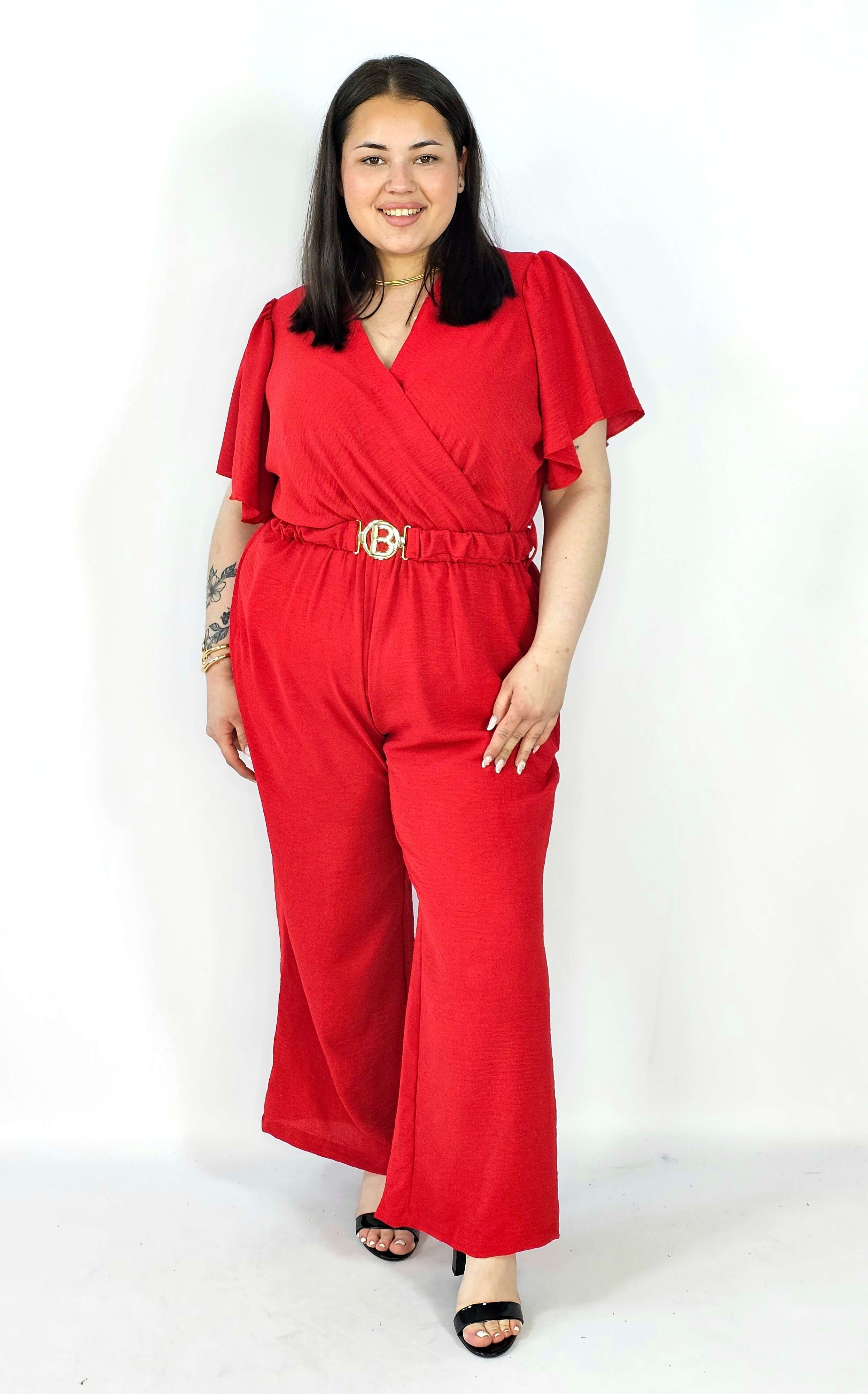 Kombinezon plus size z kopertowym dekoltem i paskiem – wygoda i styl XXL Stylowa XL