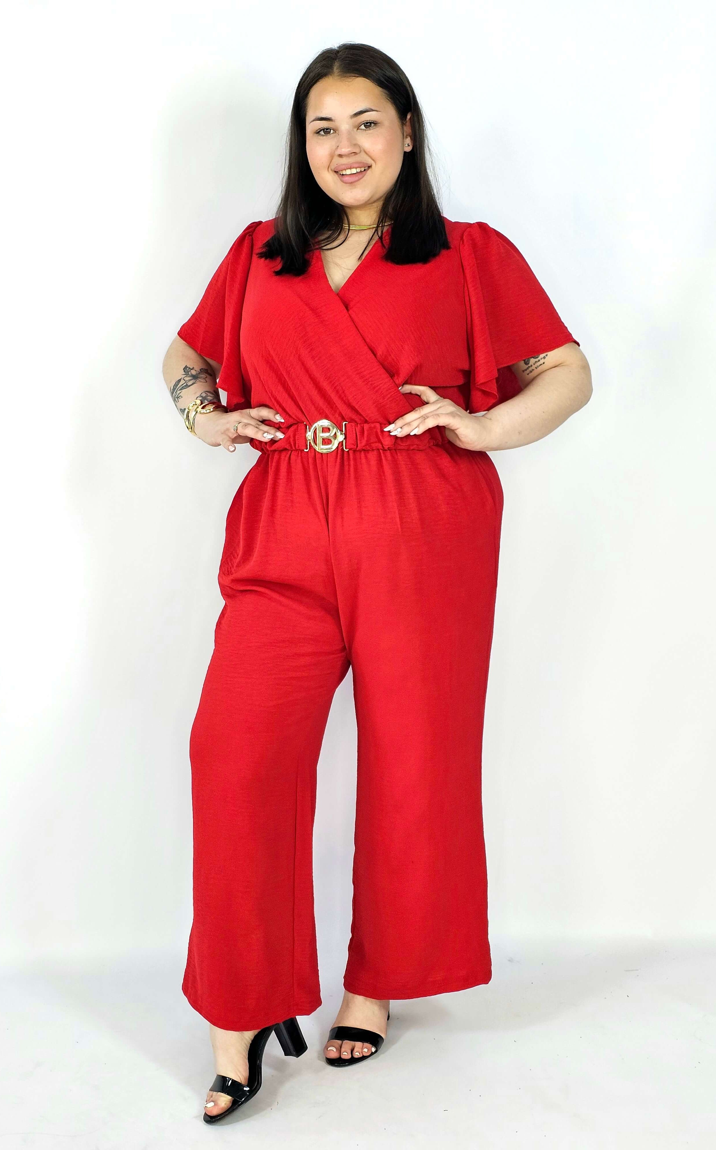 Kombinezon plus size z kopertowym dekoltem i paskiem – wygoda i styl XXL Stylowa XL