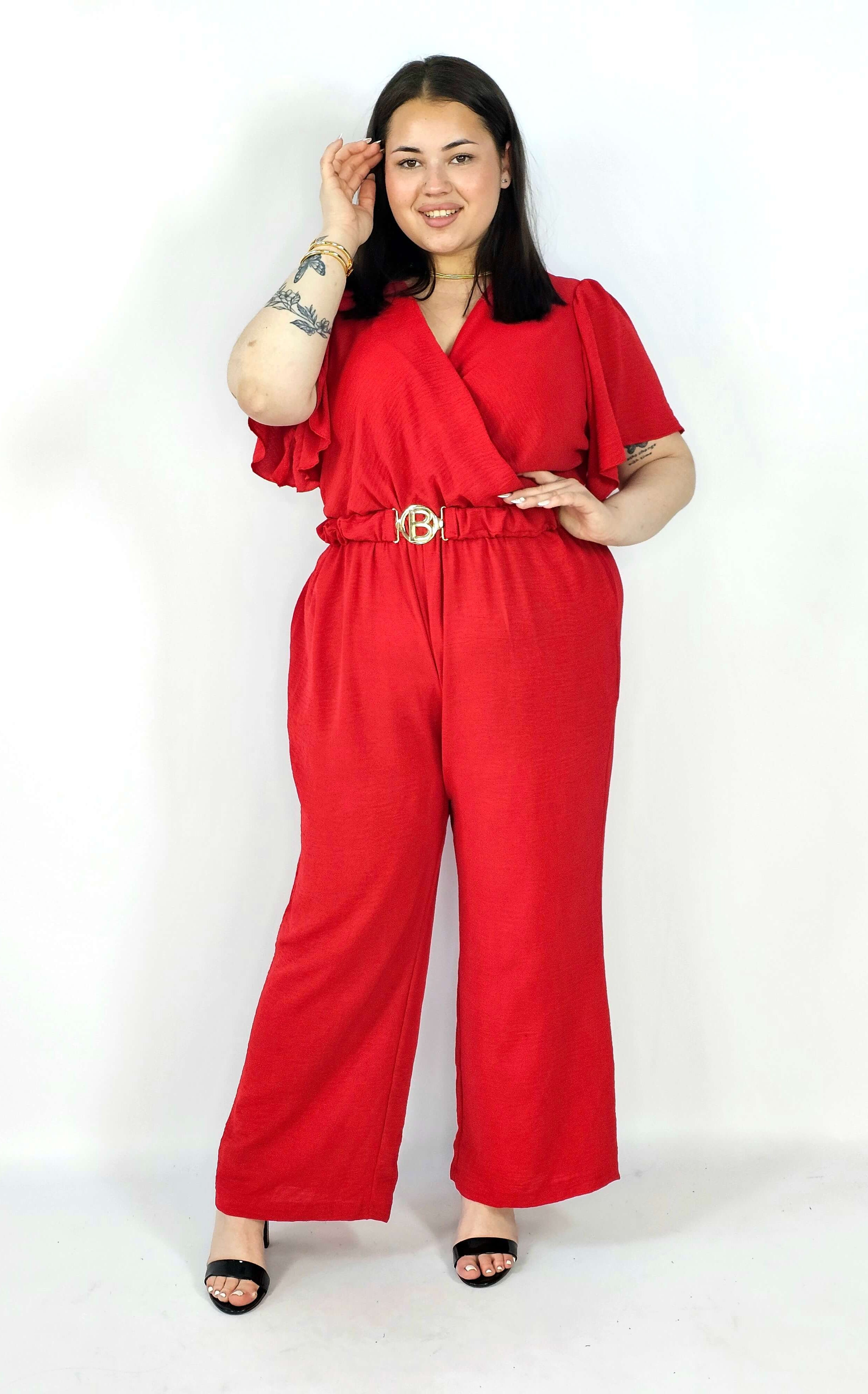 Kombinezon plus size z kopertowym dekoltem i paskiem – wygoda i styl XXL Stylowa XL