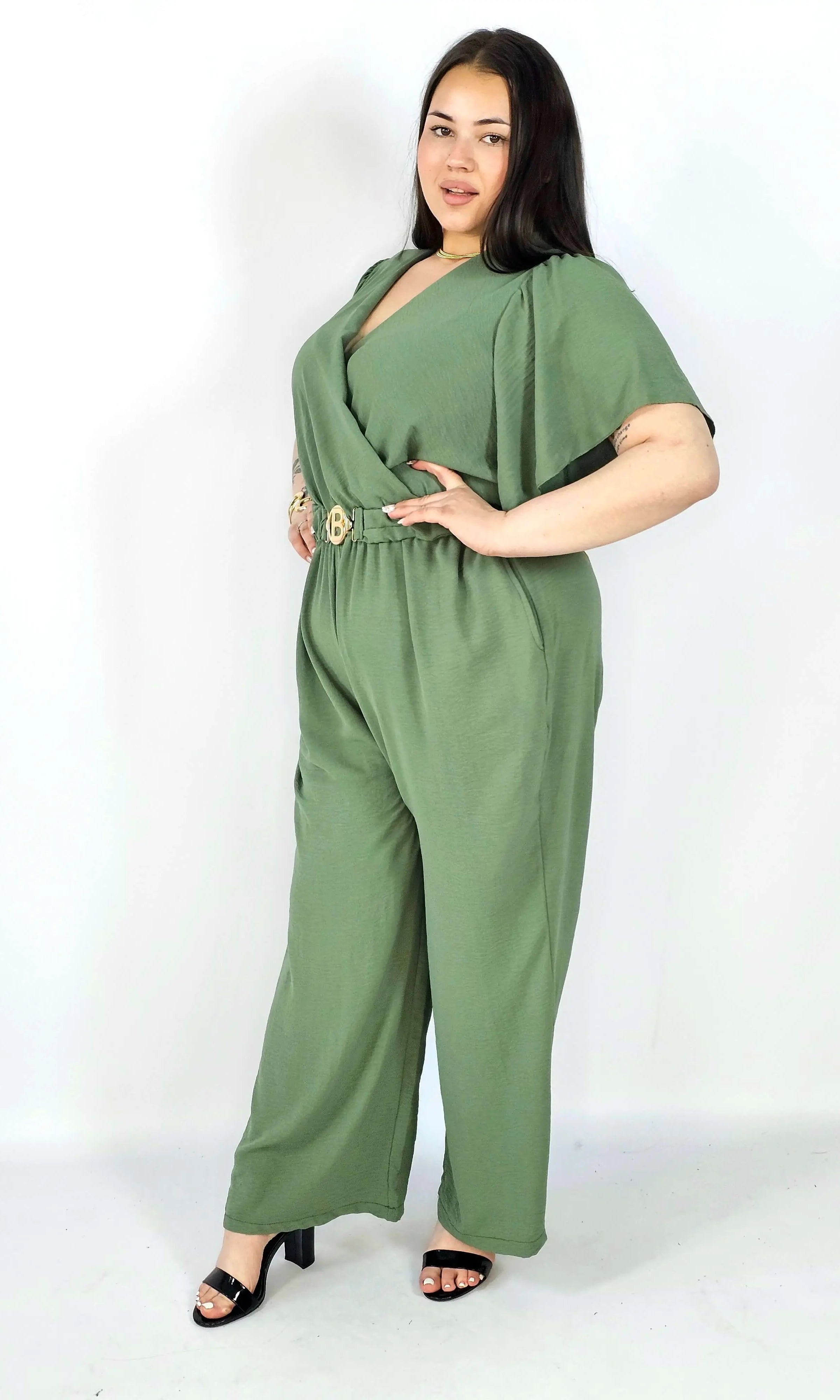 Kombinezon plus size z kopertowym dekoltem i paskiem – wygoda i styl XXL Stylowa XL
