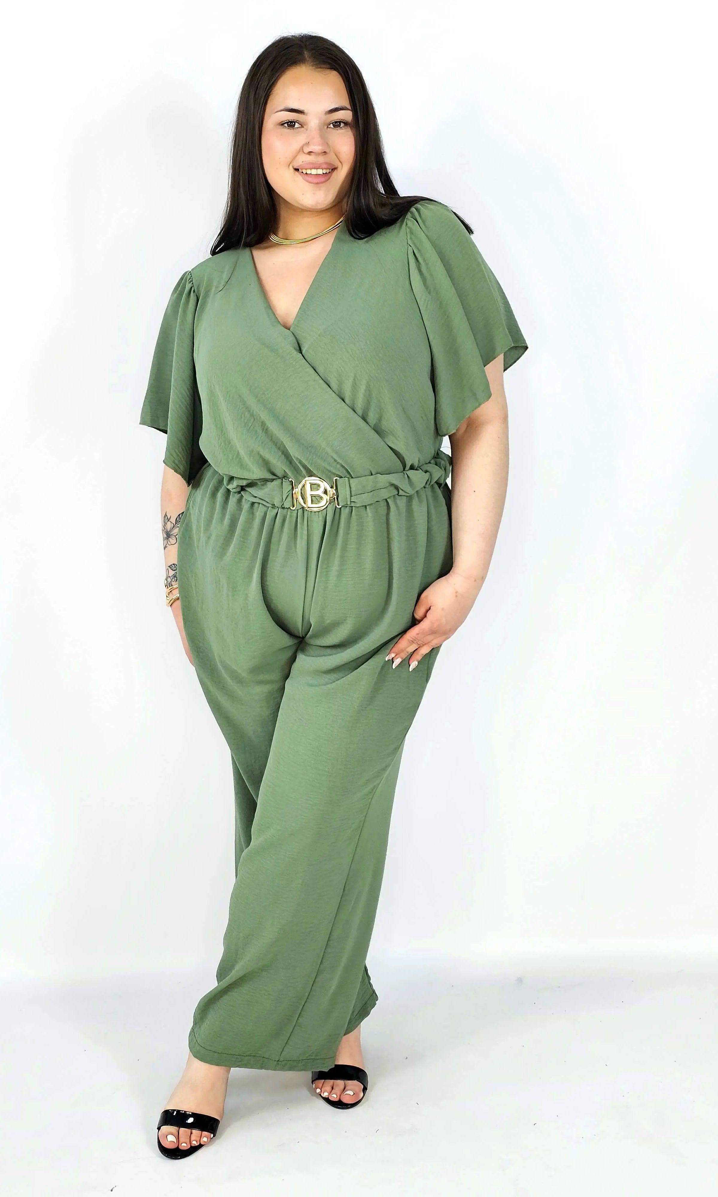 Kombinezon plus size z kopertowym dekoltem i paskiem – wygoda i styl XXL Stylowa XL
