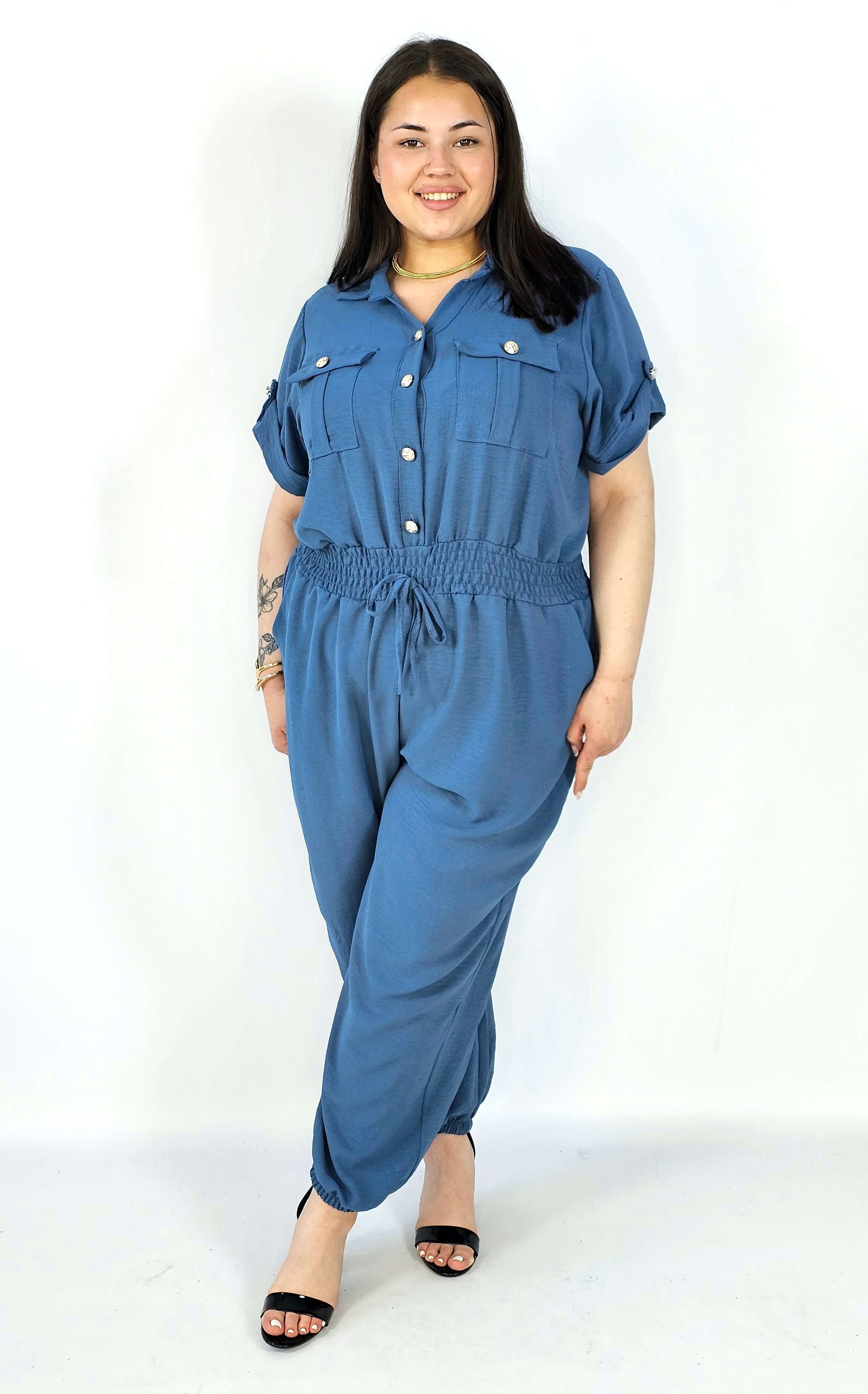 Kombinezon plus size z wiązaniem i kieszeniami – wygoda i styl XXL Stylowa XL