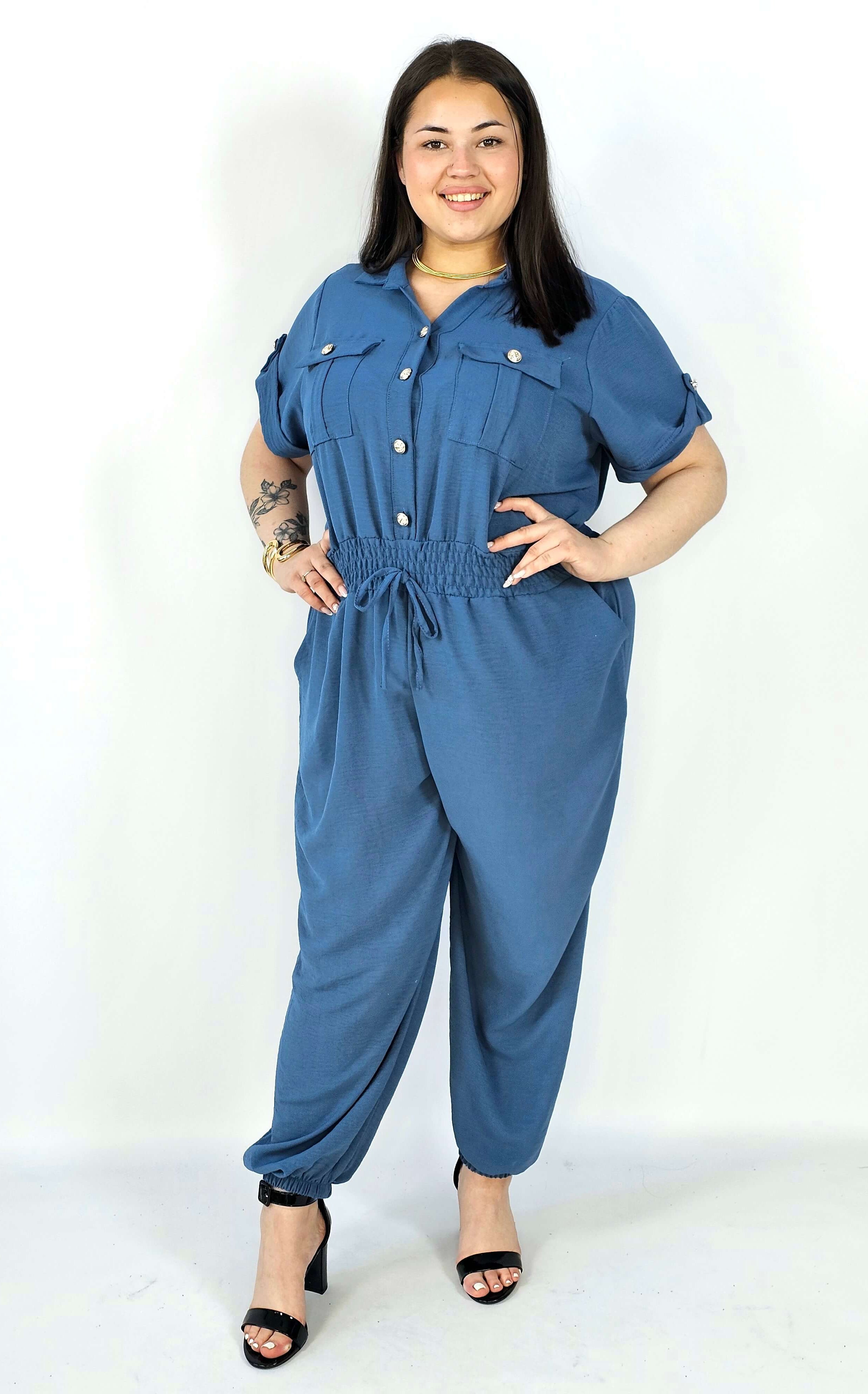 Kombinezon plus size z wiązaniem i kieszeniami – wygoda i styl XXL Stylowa XL
