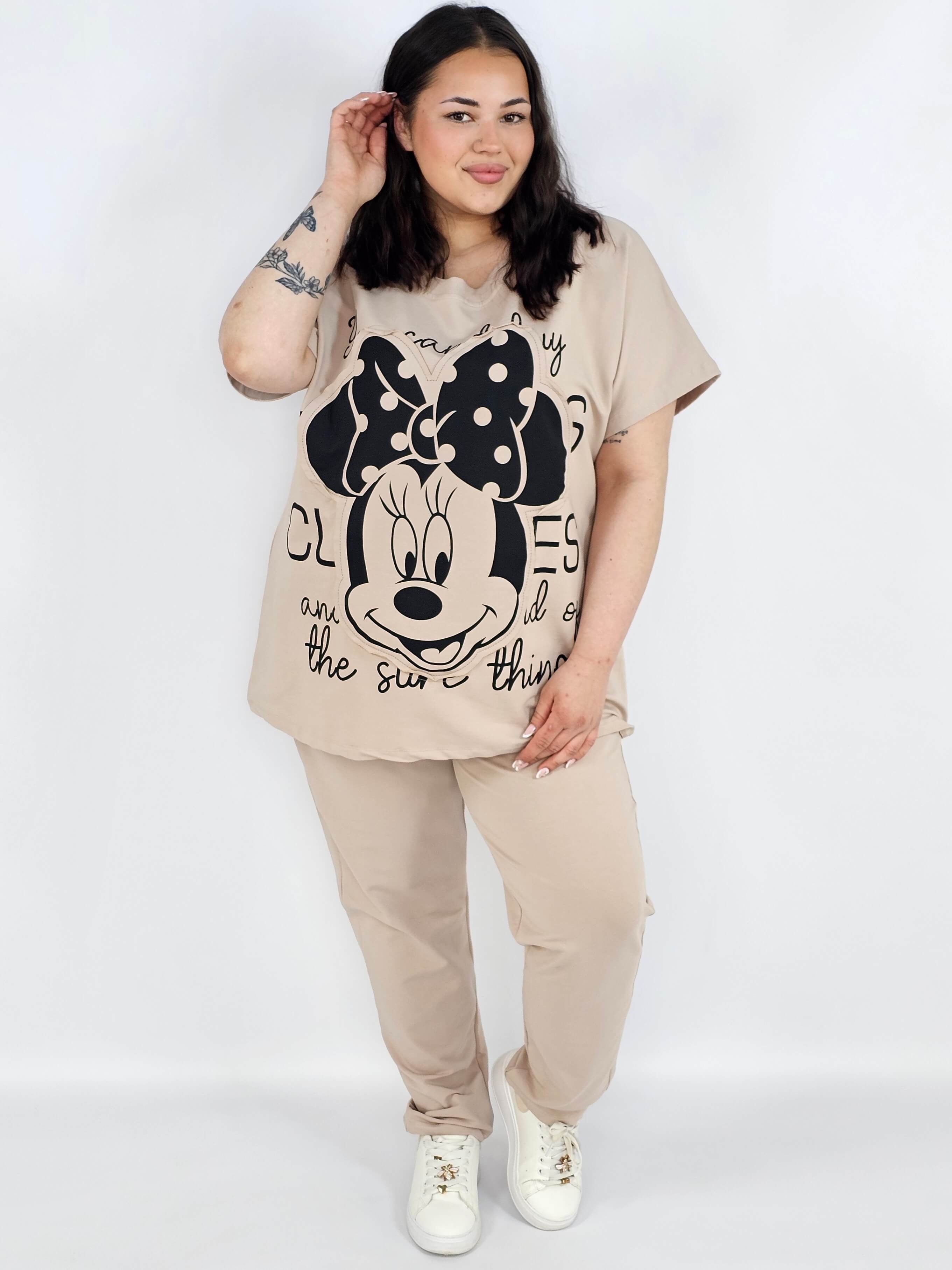 Komplet plus size XXL – bluzka i spodnie dresowe z modnym nadrukiem Stylowa XL