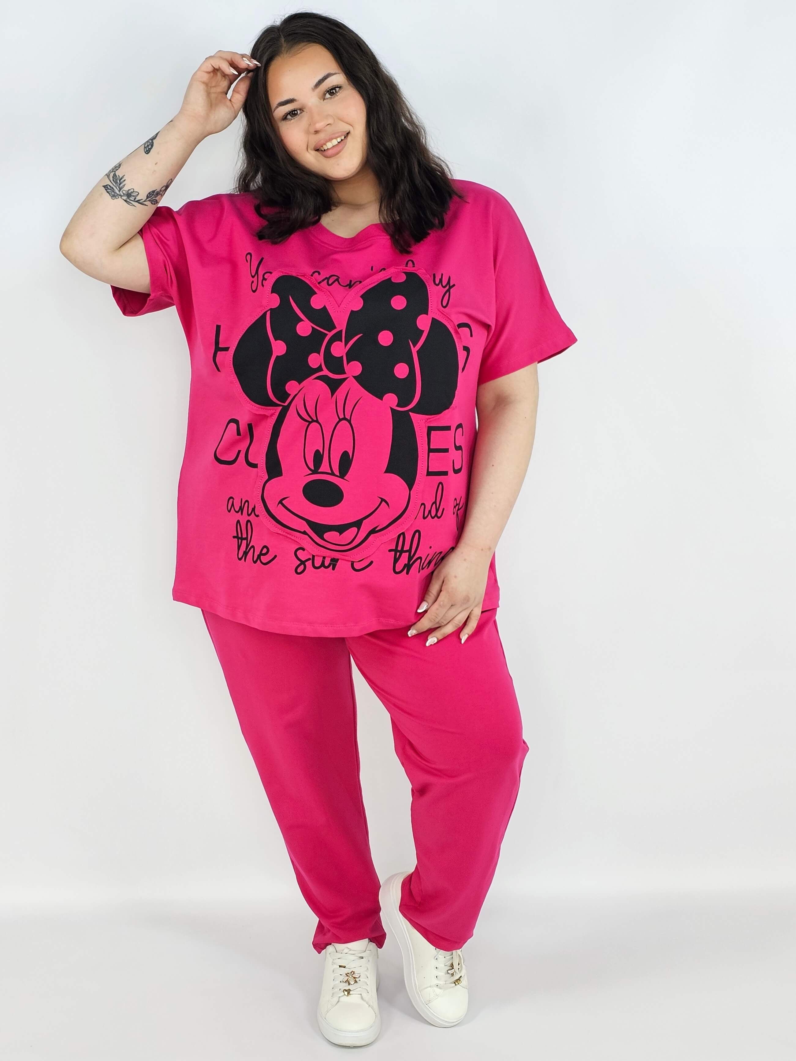 Komplet plus size XXL – bluzka i spodnie dresowe z modnym nadrukiem Stylowa XL