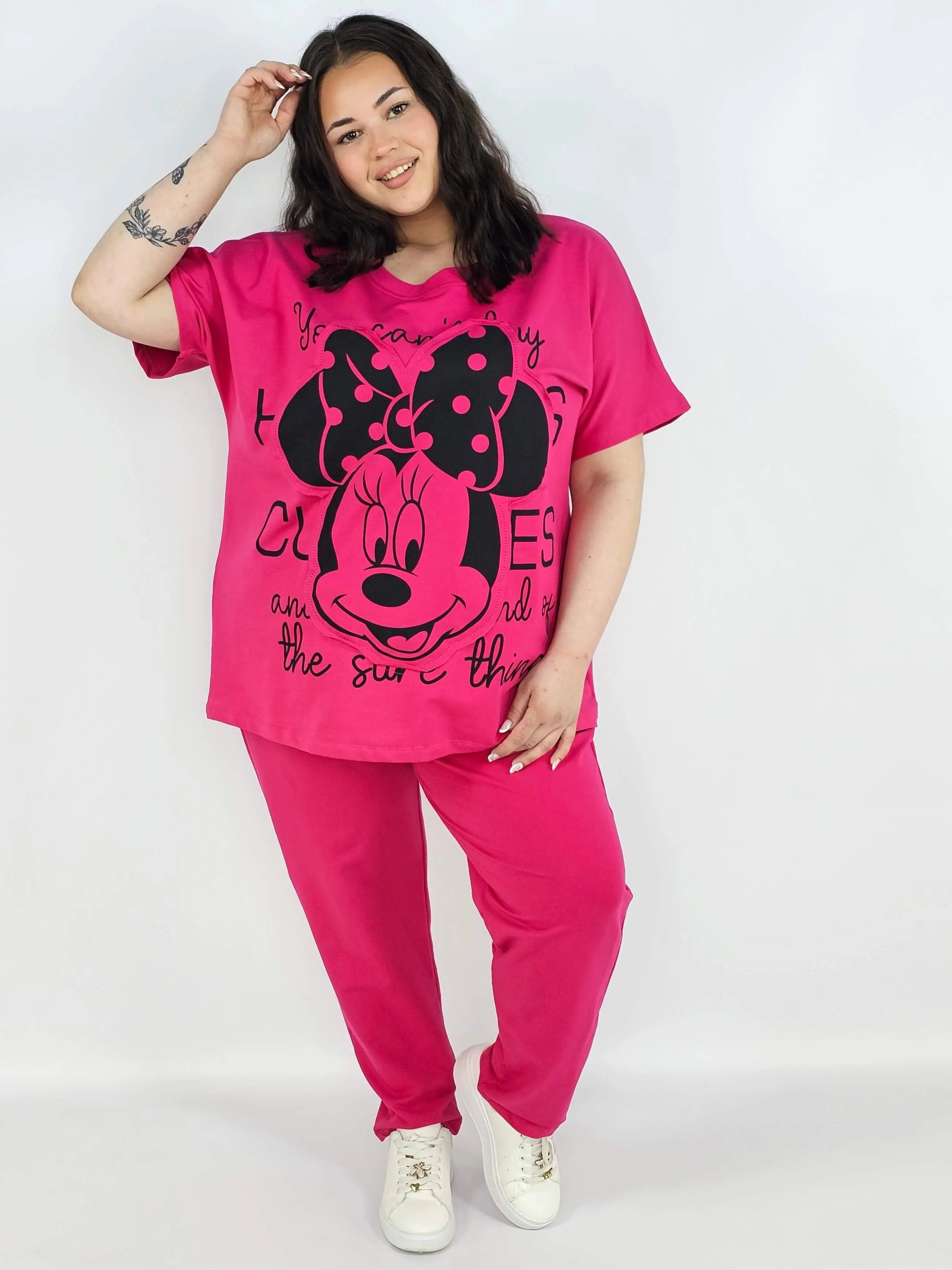 Komplet plus size XXL – bluzka i spodnie dresowe z modnym nadrukiem Stylowa XL