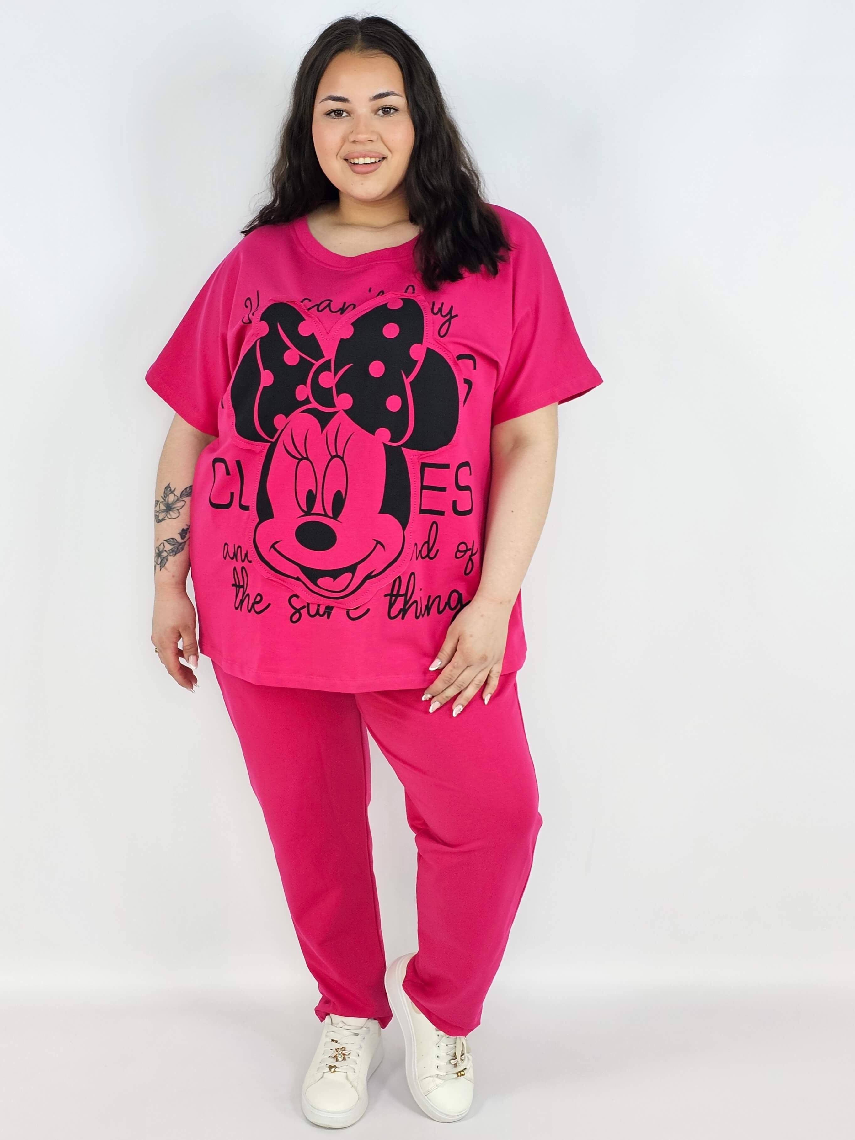 Komplet plus size XXL – bluzka i spodnie dresowe z modnym nadrukiem Stylowa XL