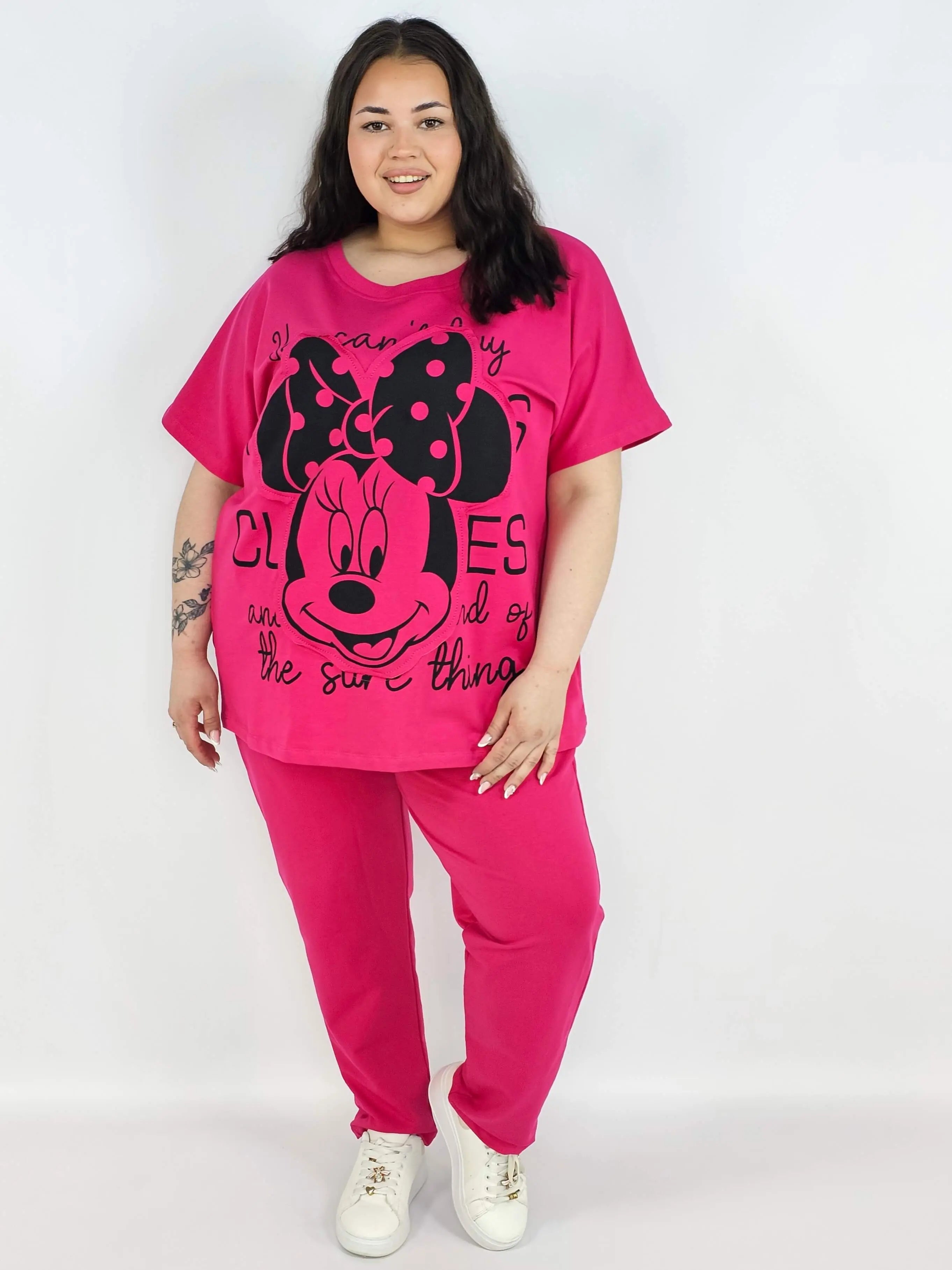 Komplet plus size XXL – bluzka i spodnie dresowe z modnym nadrukiem Stylowa XL