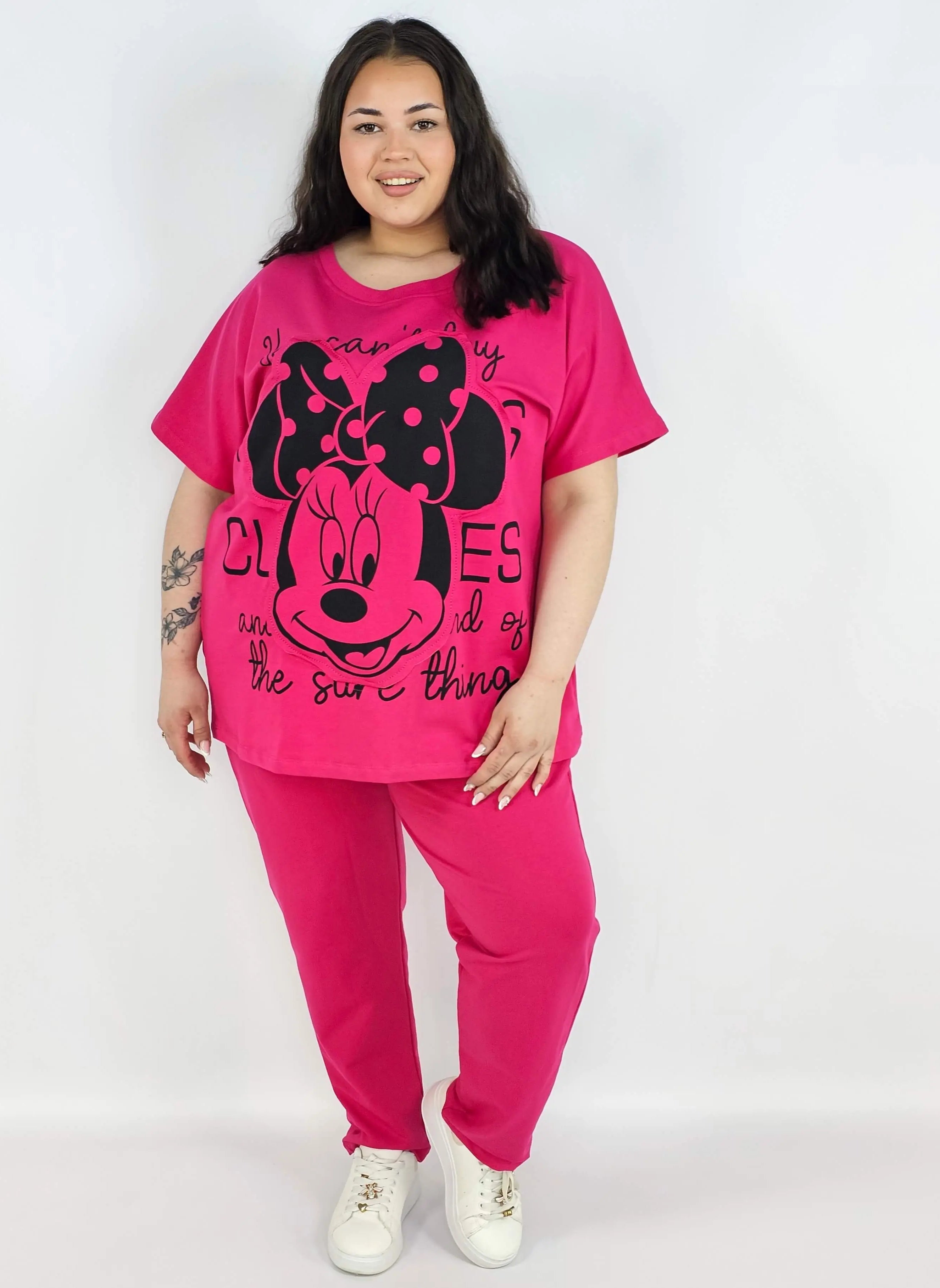 Komplet plus size XXL – bluzka i spodnie dresowe z modnym nadrukiem Stylowa XL