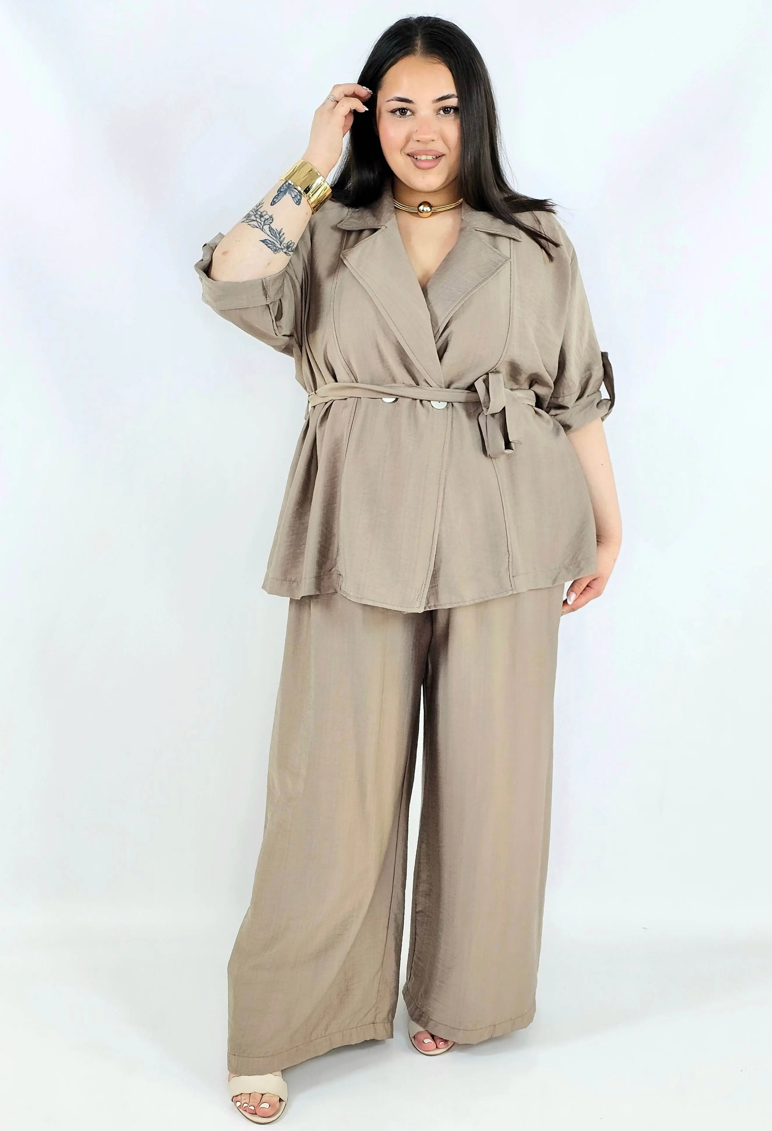 Komplet plus size marynarka i spodnie elegancki oversize wygodny i stylowy Stylowa XL