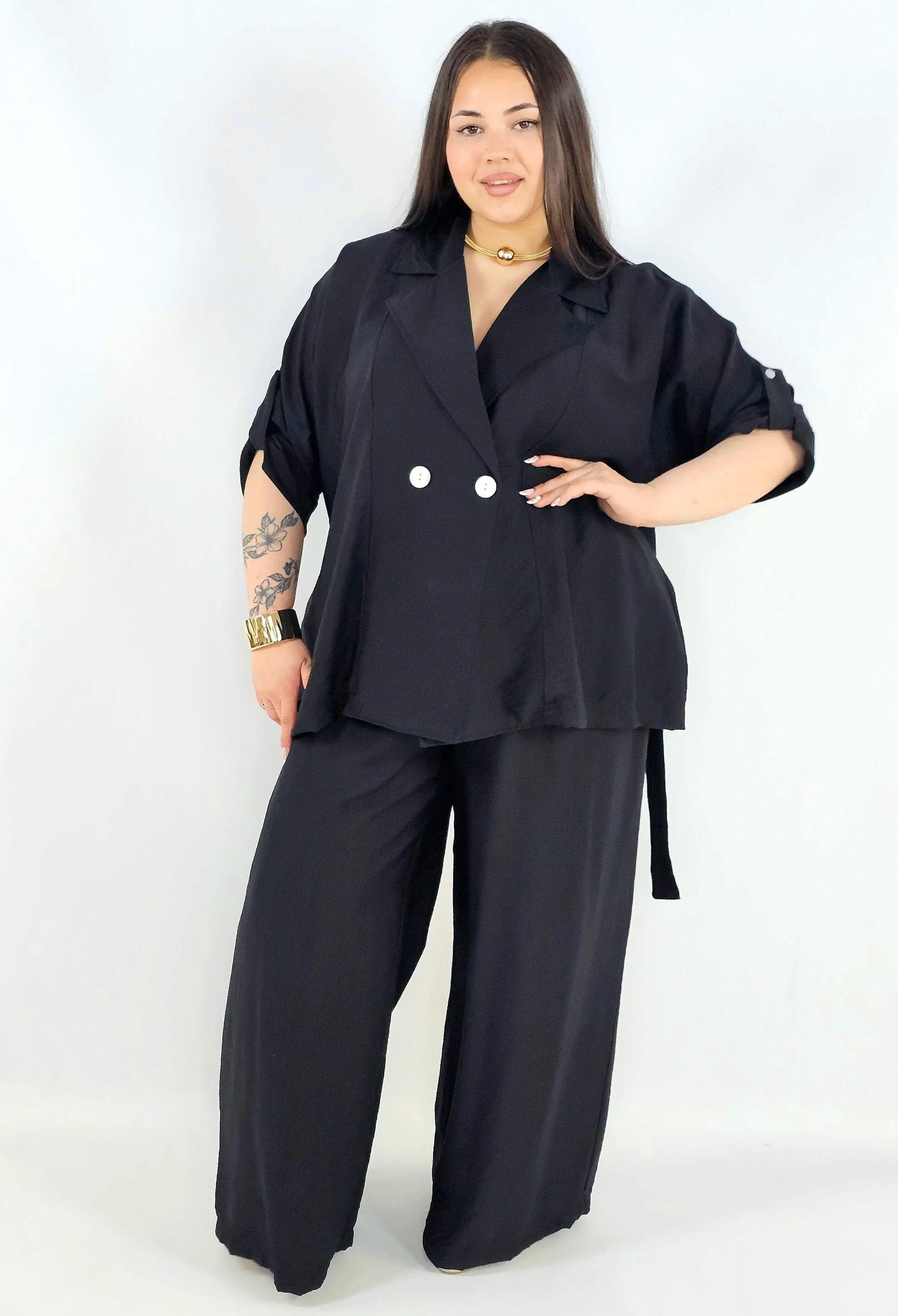 Komplet plus size marynarka i spodnie elegancki oversize wygodny i stylowy Stylowa XL