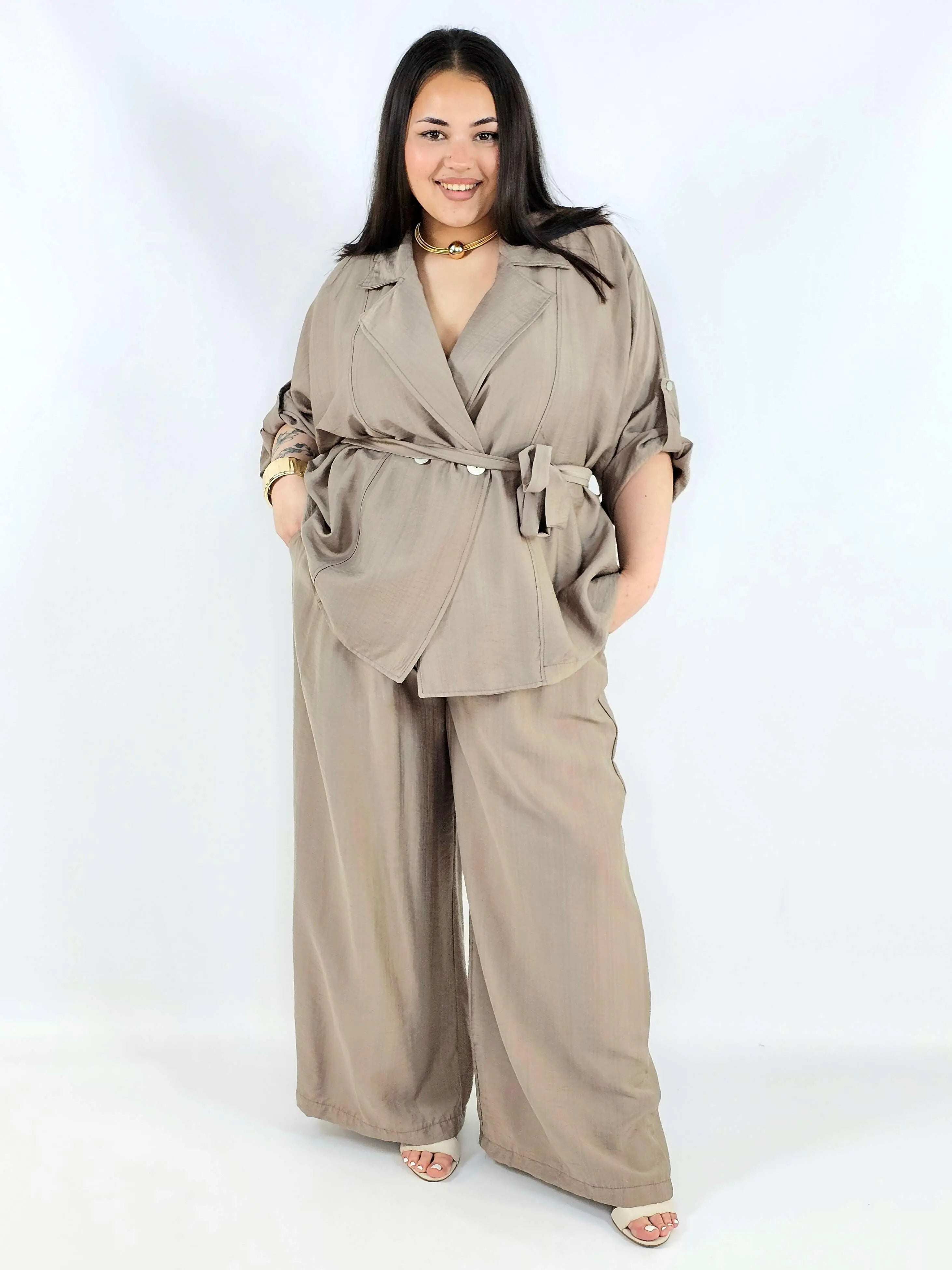 Komplet plus size marynarka i spodnie elegancki oversize wygodny i stylowy Stylowa XL