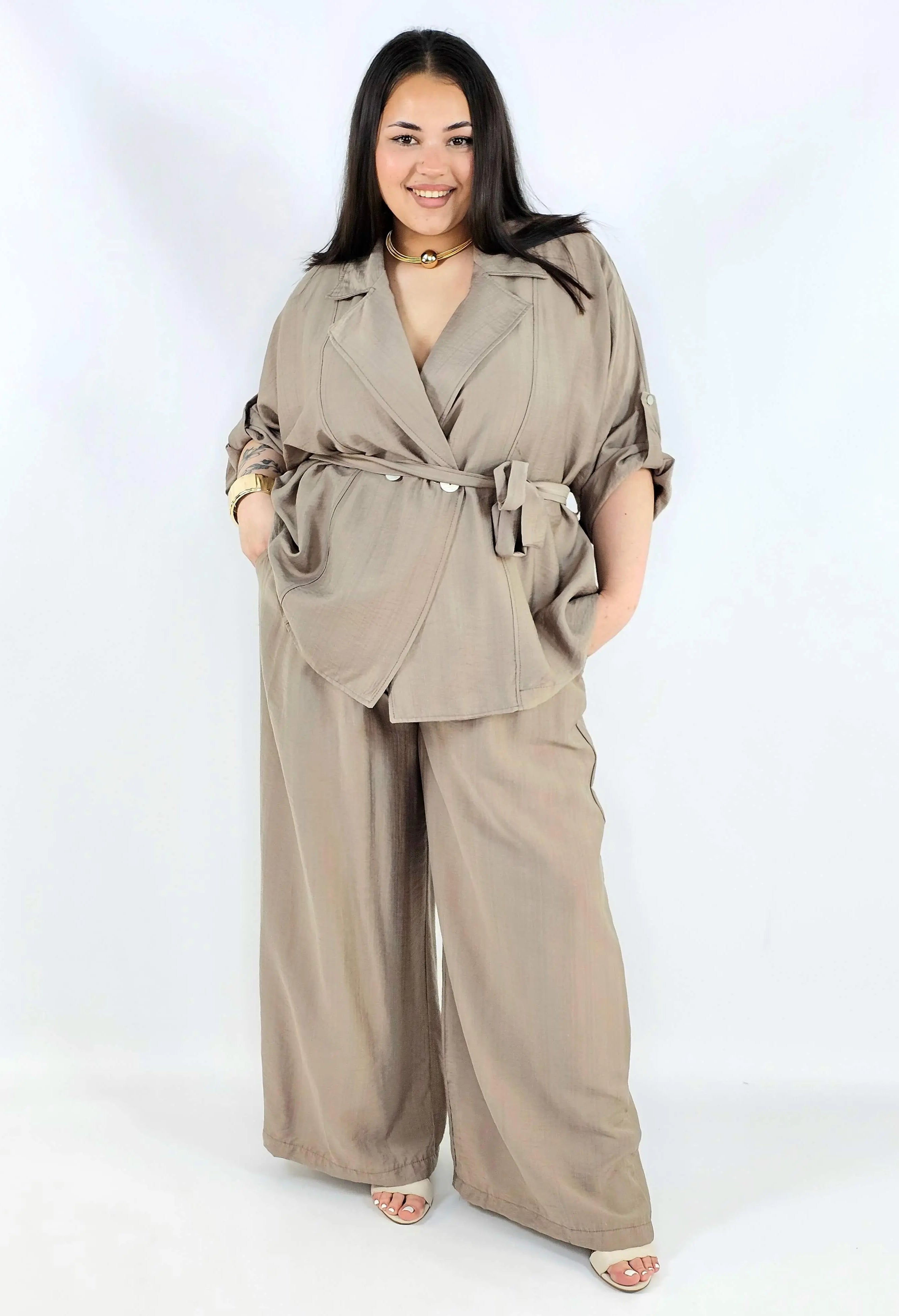 Komplet plus size marynarka i spodnie elegancki oversize wygodny i stylowy Stylowa XL