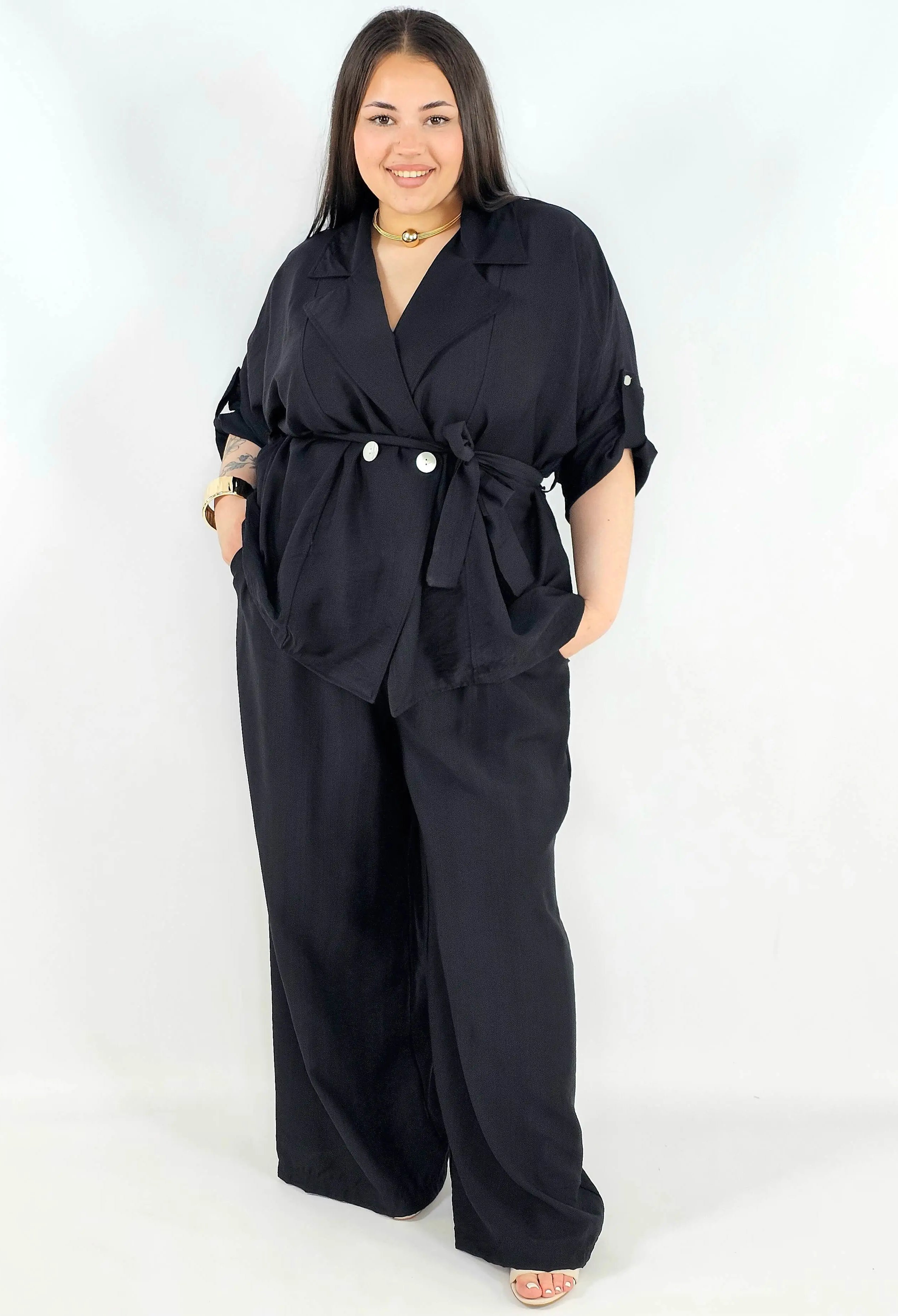Komplet plus size marynarka i spodnie elegancki oversize wygodny i stylowy Stylowa XL