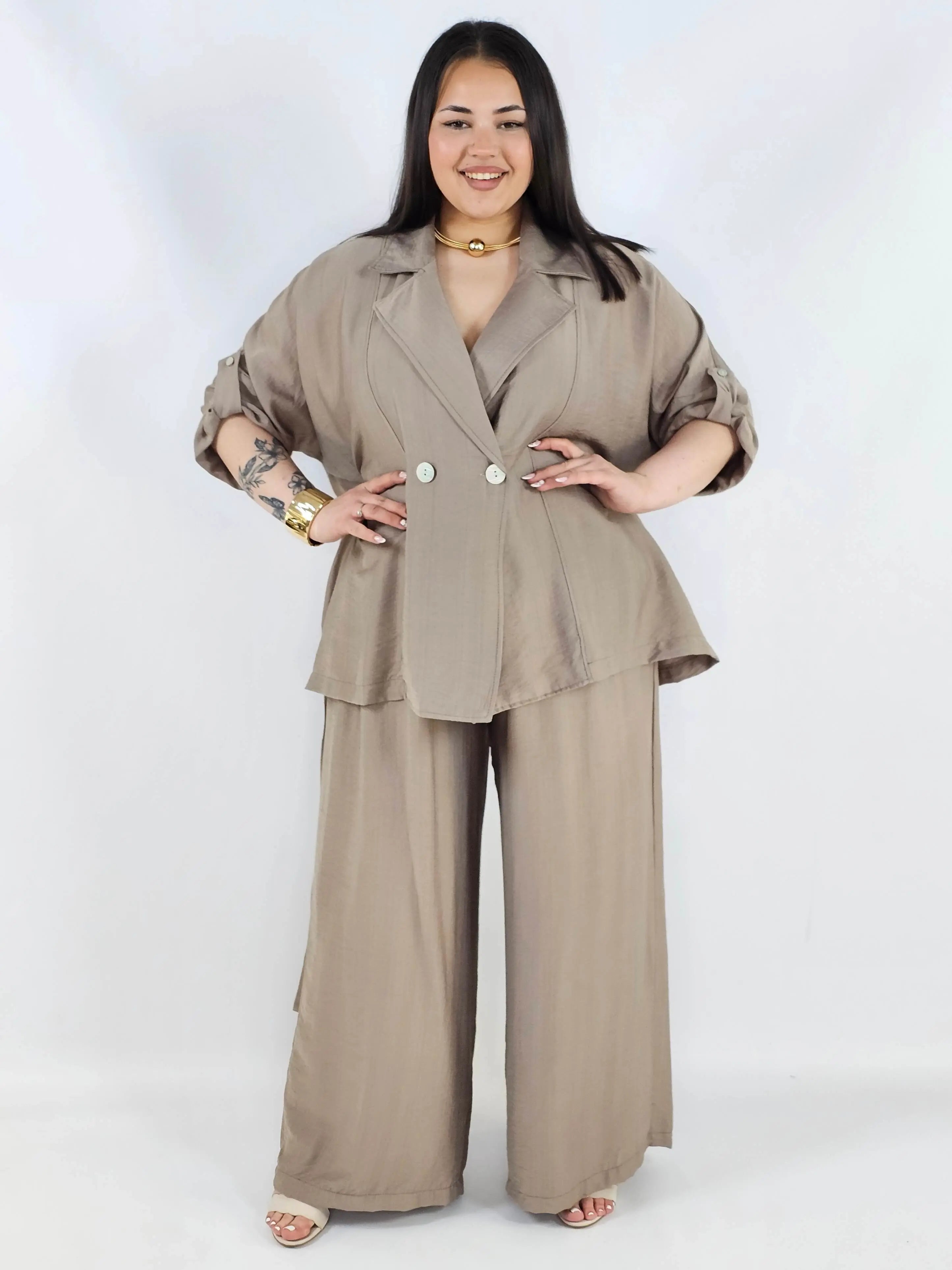 Komplet plus size marynarka i spodnie elegancki oversize wygodny i stylowy Stylowa XL