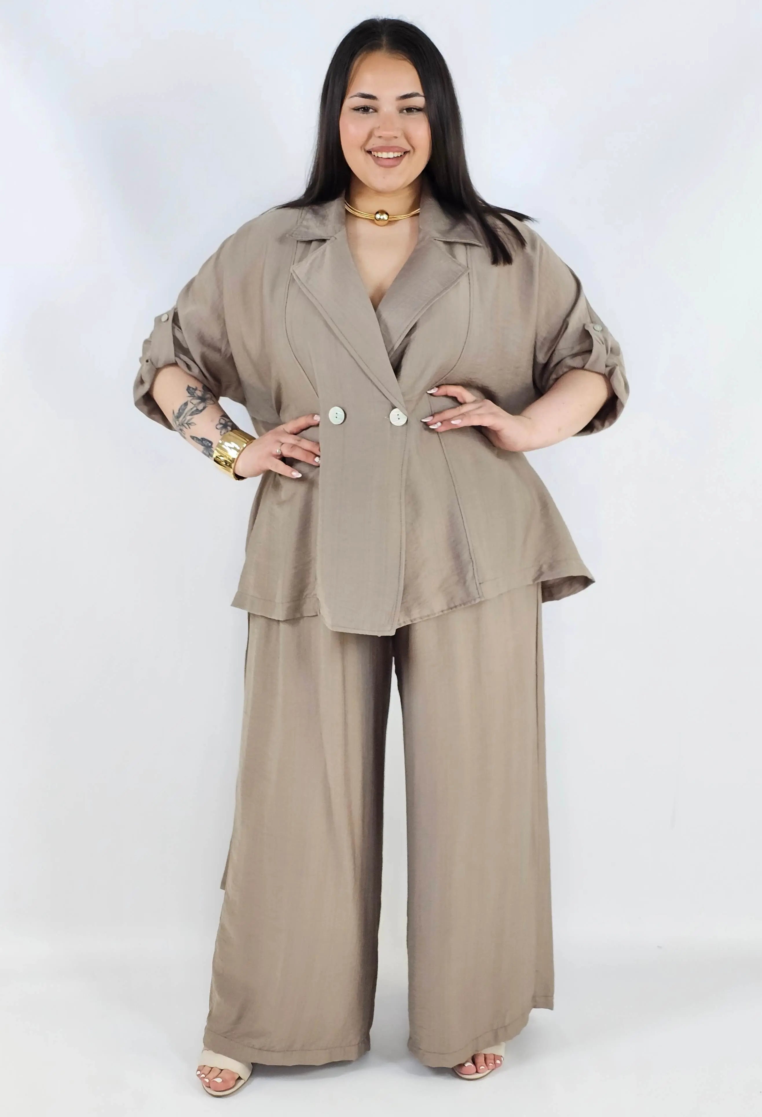 Komplet plus size marynarka i spodnie elegancki oversize wygodny i stylowy Stylowa XL