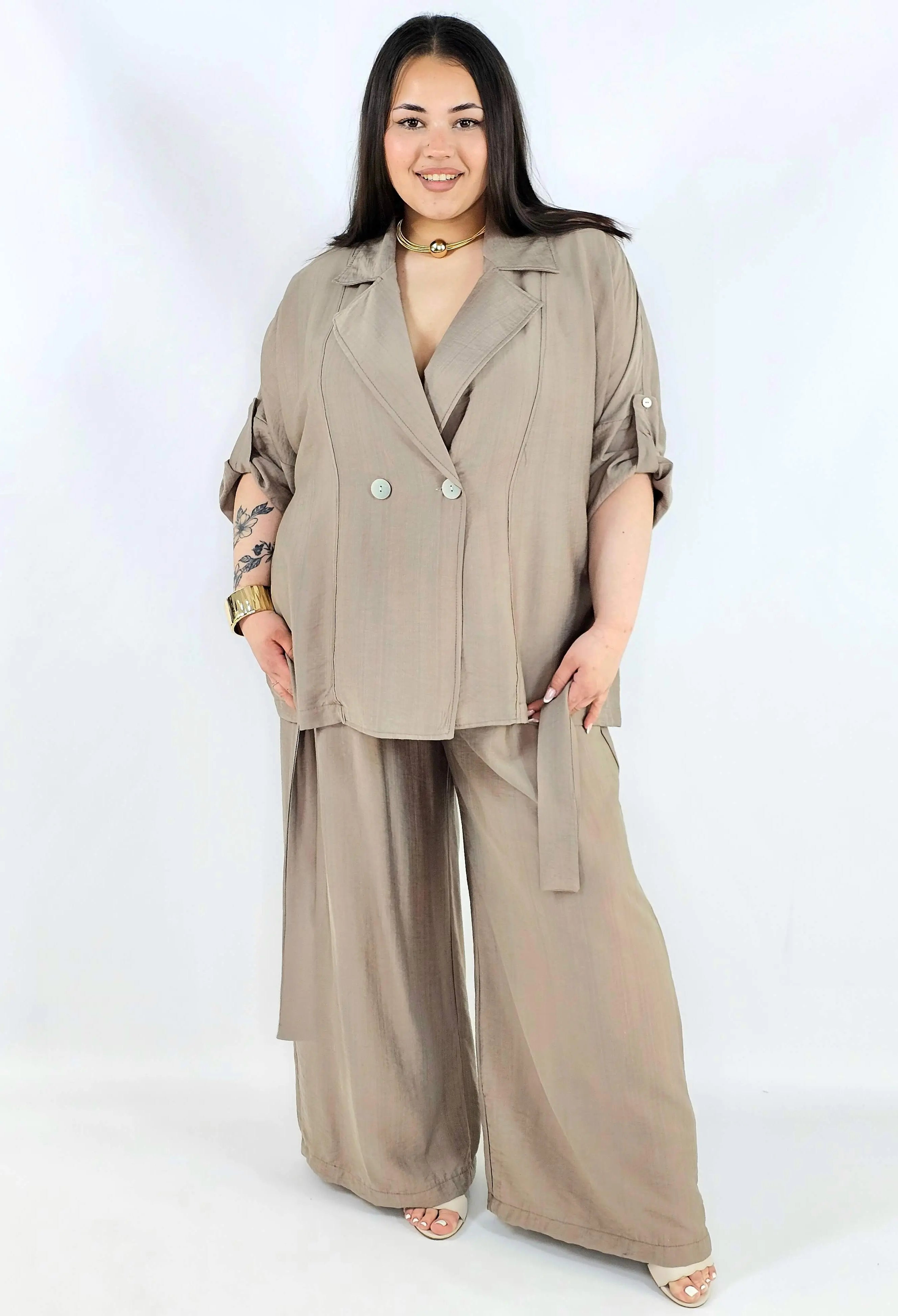 Komplet plus size marynarka i spodnie elegancki oversize wygodny i stylowy Stylowa XL