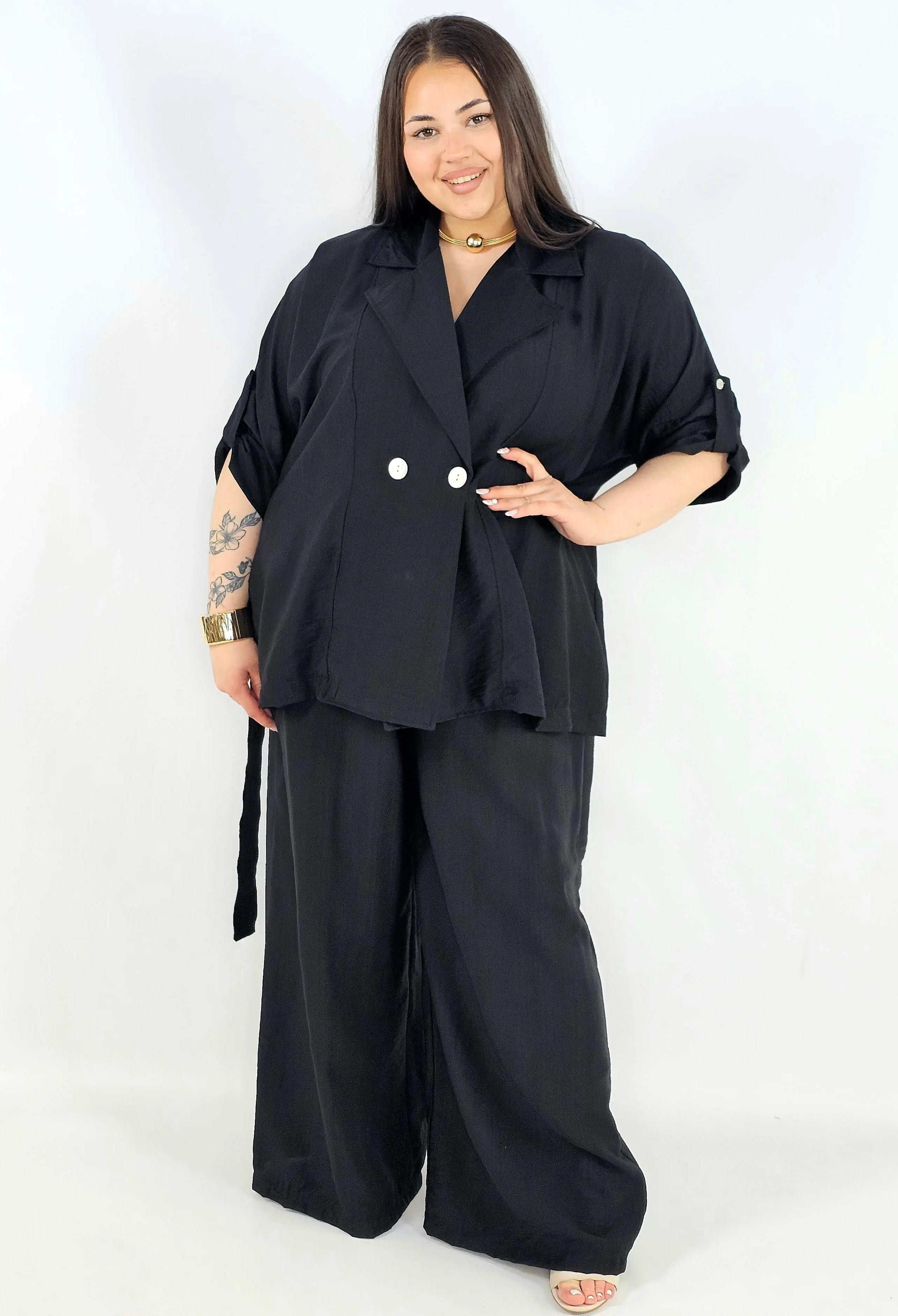 Komplet plus size marynarka i spodnie elegancki oversize wygodny i stylowy Stylowa XL
