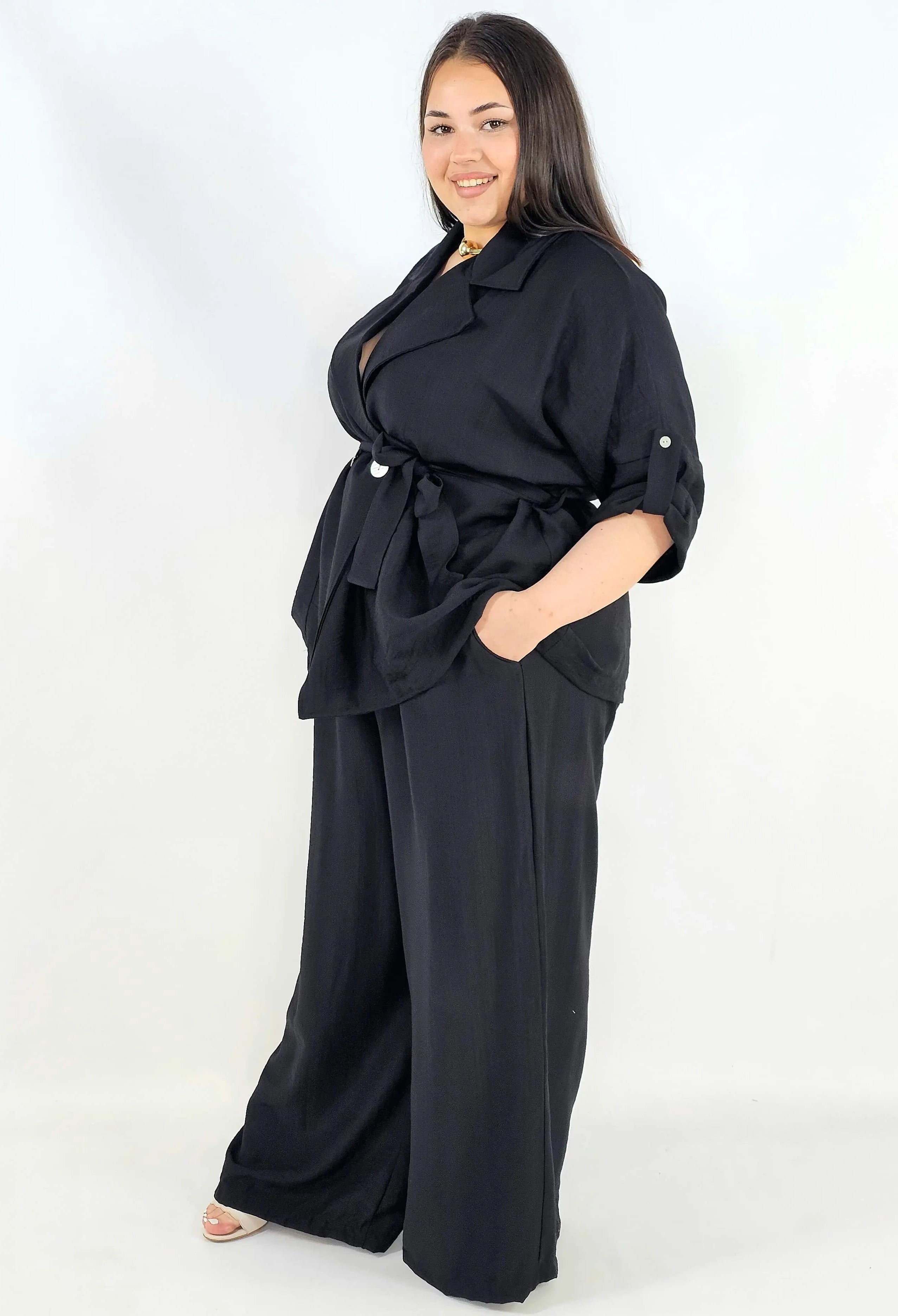 Komplet plus size marynarka i spodnie elegancki oversize wygodny i stylowy Stylowa XL