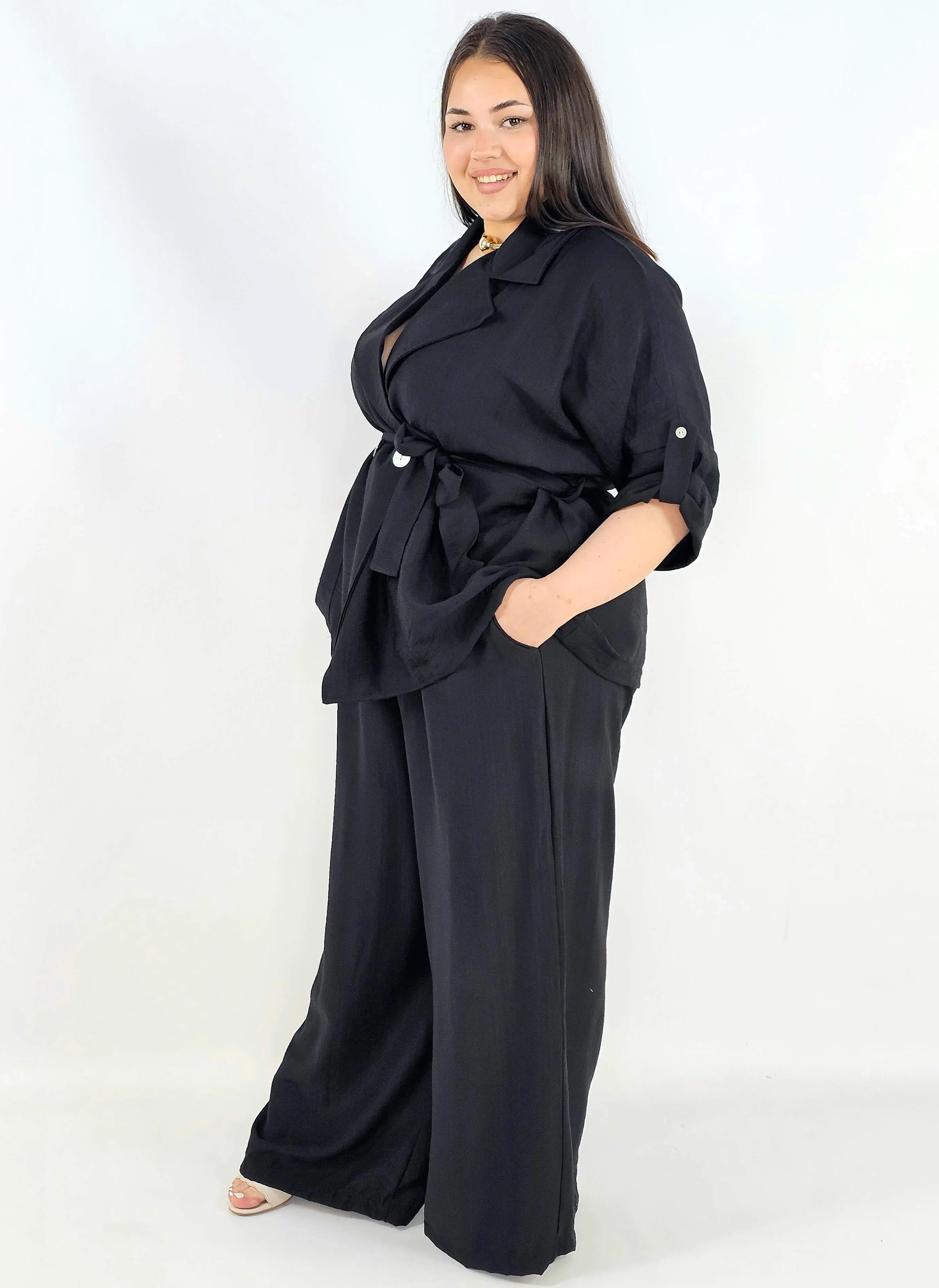 Komplet plus size marynarka i spodnie elegancki oversize wygodny i stylowy Stylowa XL