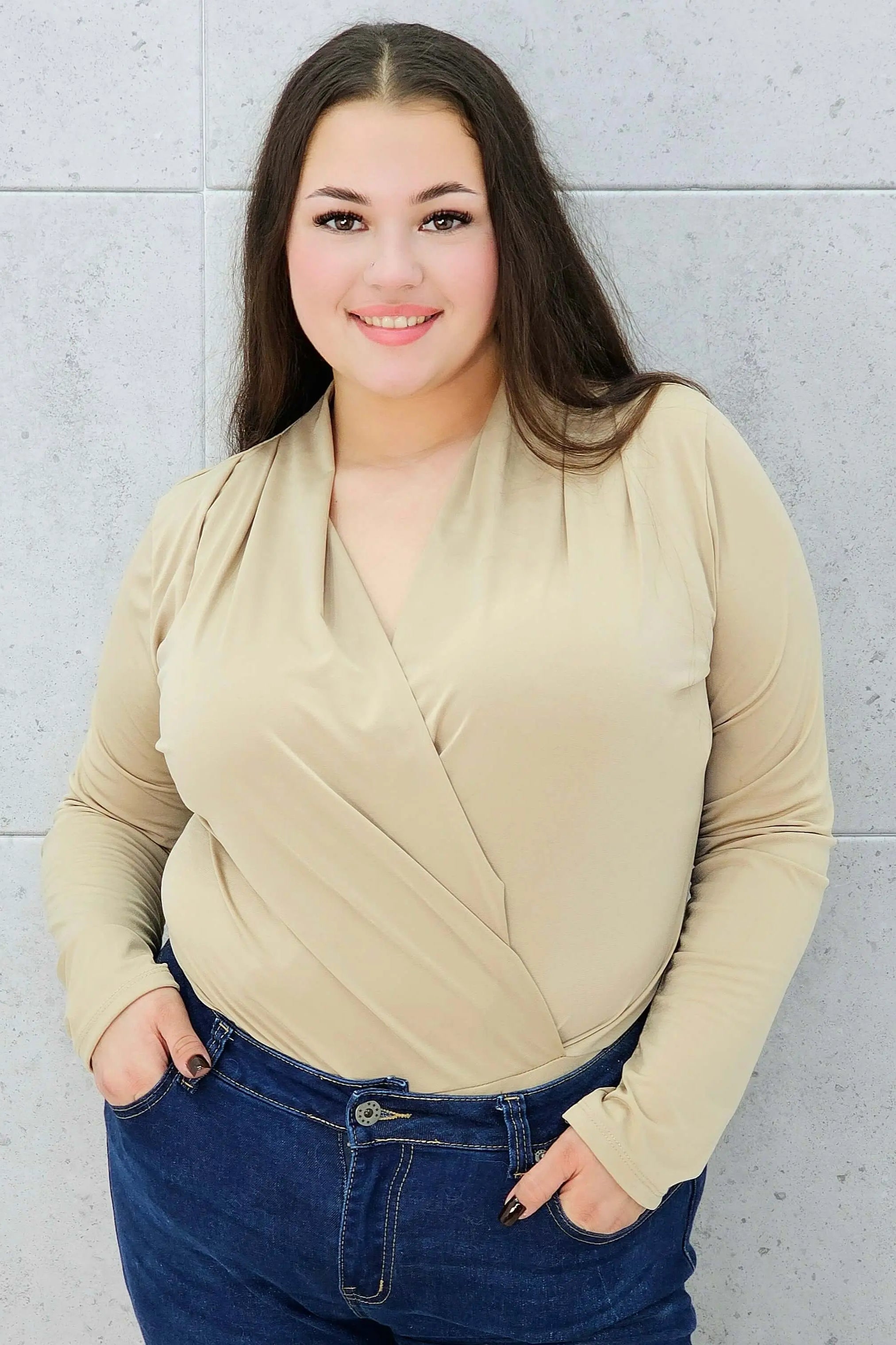 body kopertowe złote plus size – przód