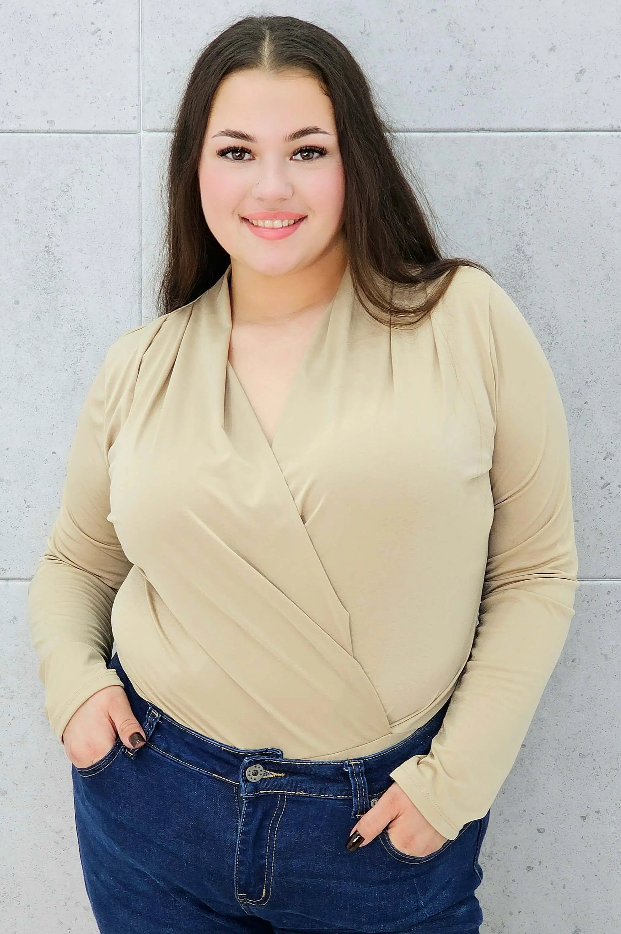 body kopertowe złote plus size – przód