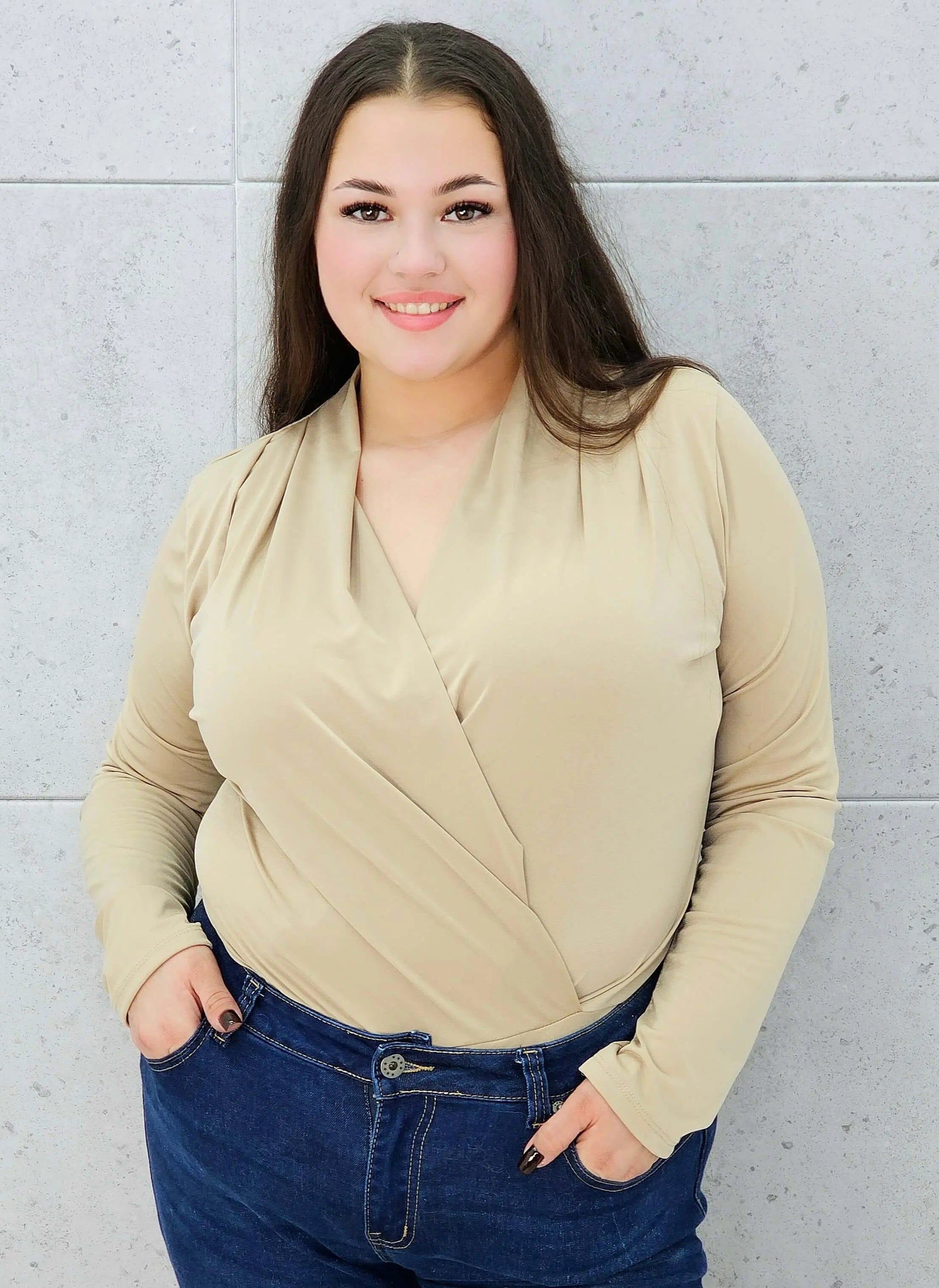 body kopertowe złote plus size – przód