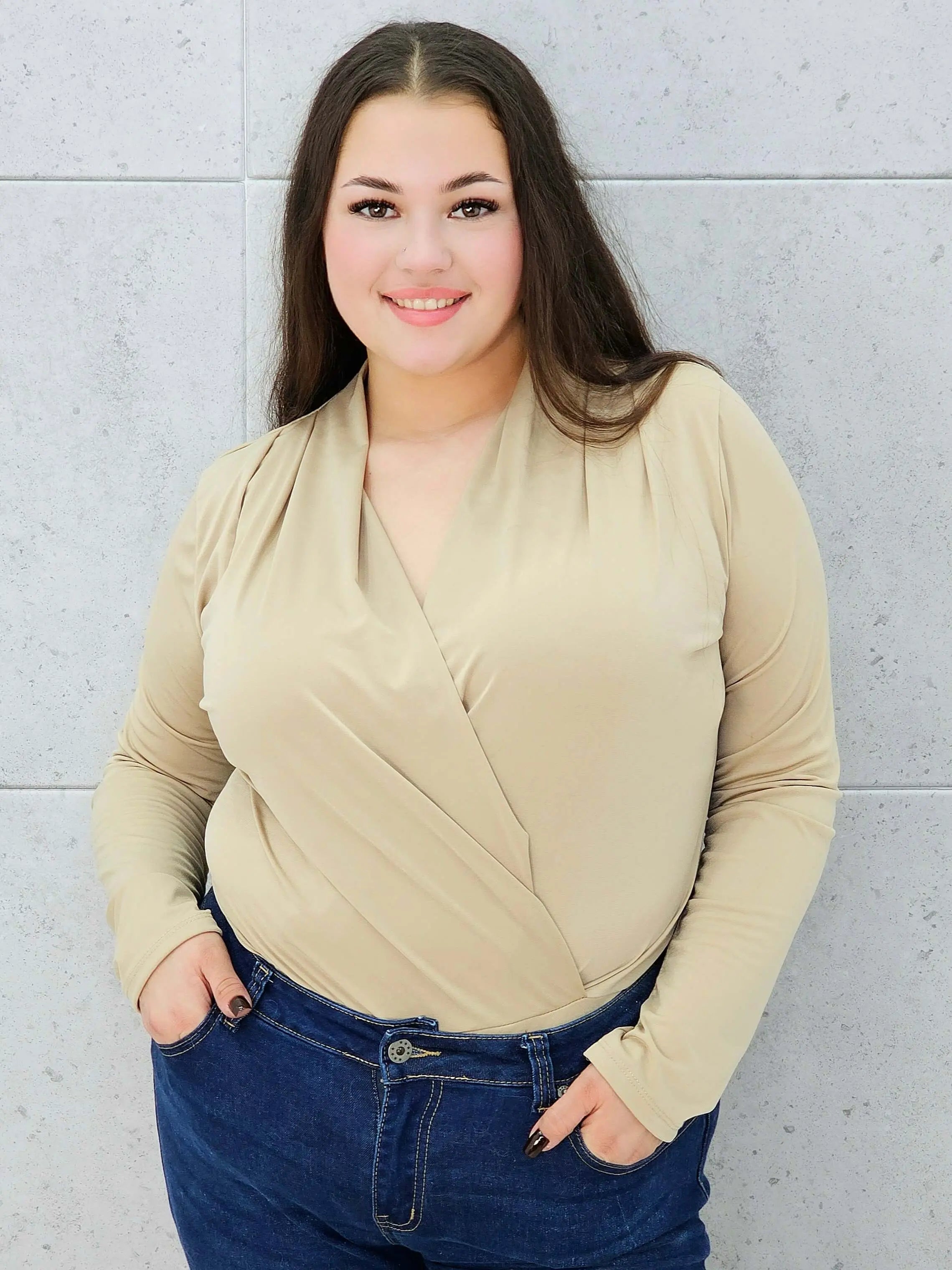 body kopertowe złote plus size – przód