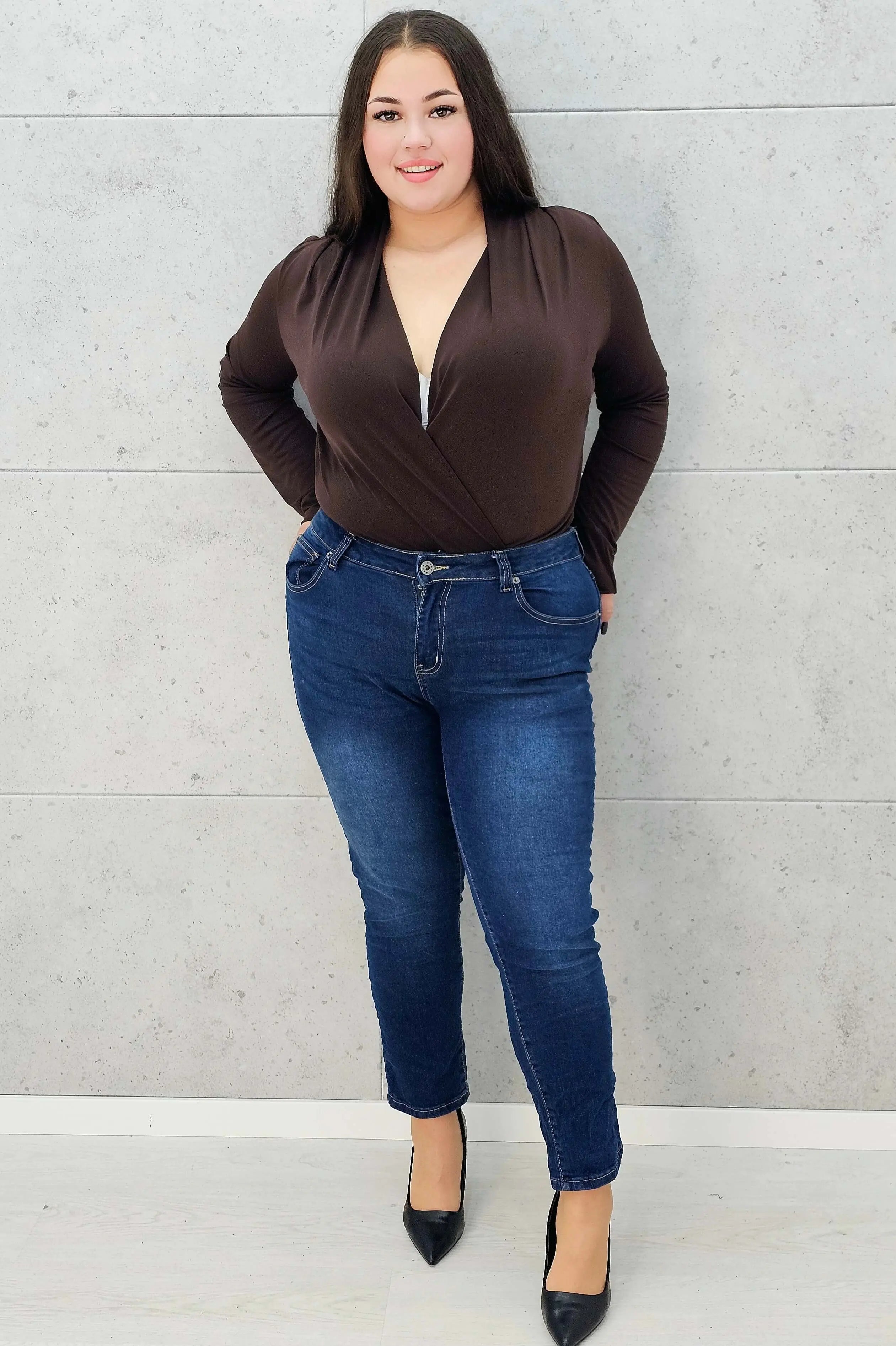 body kopertowe brązowe plus size – całość