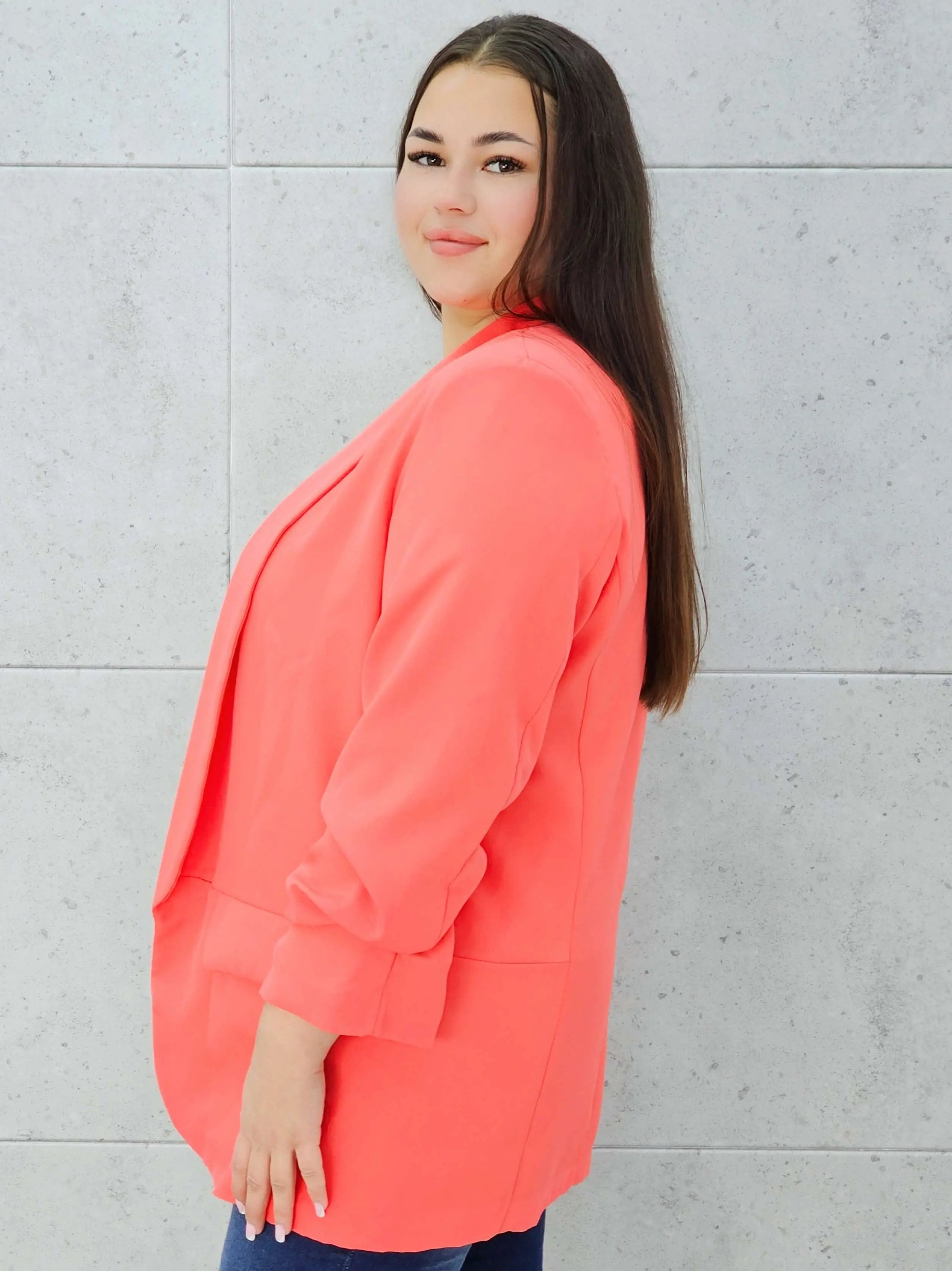 Koralowa marynarka plus size Stylowa XL