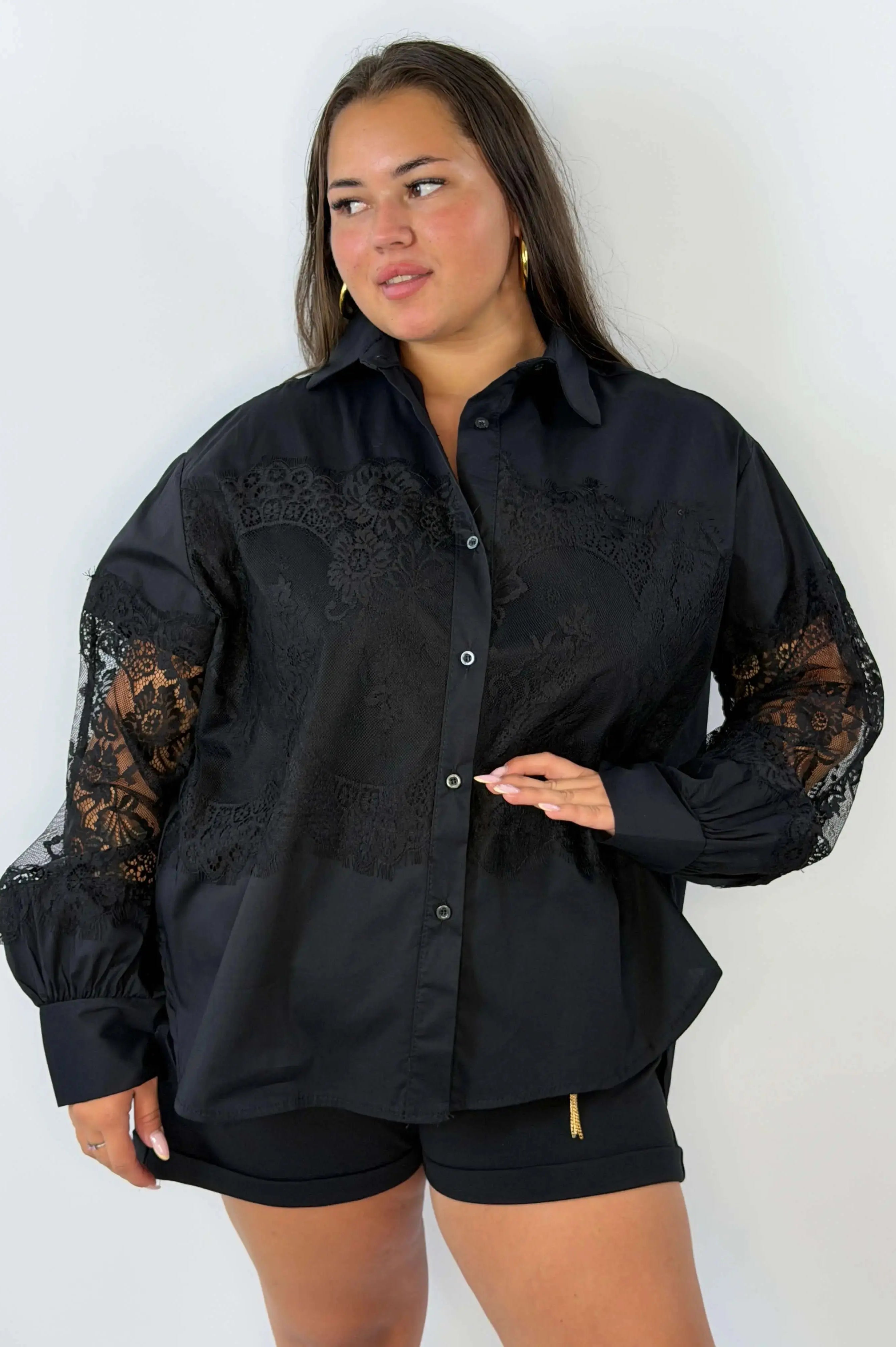 Koszula Plus Size z koronkowymi wstawkami Stylowa XL