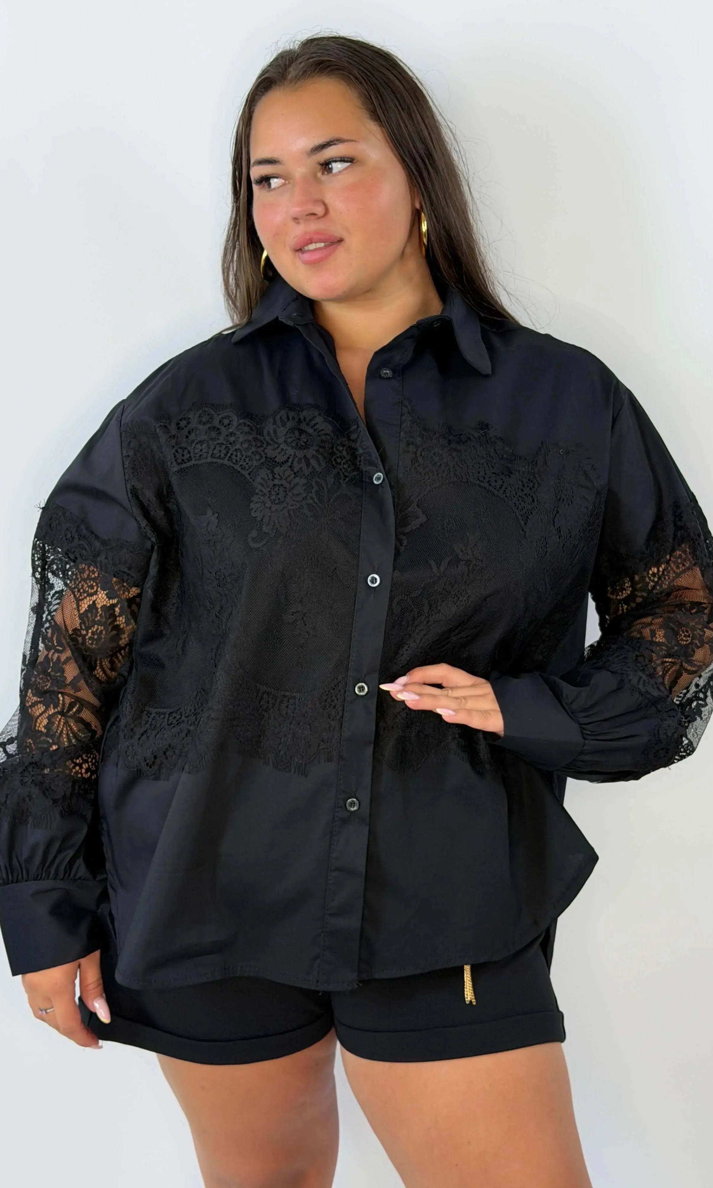 Koszula Plus Size z koronkowymi wstawkami Stylowa XL