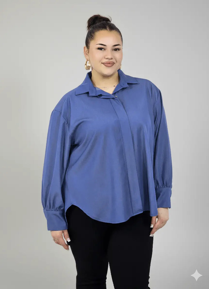 Koszula plus size damska klasyczna z kołnierzykiem – elegancka i wygodna Stylowa XL
