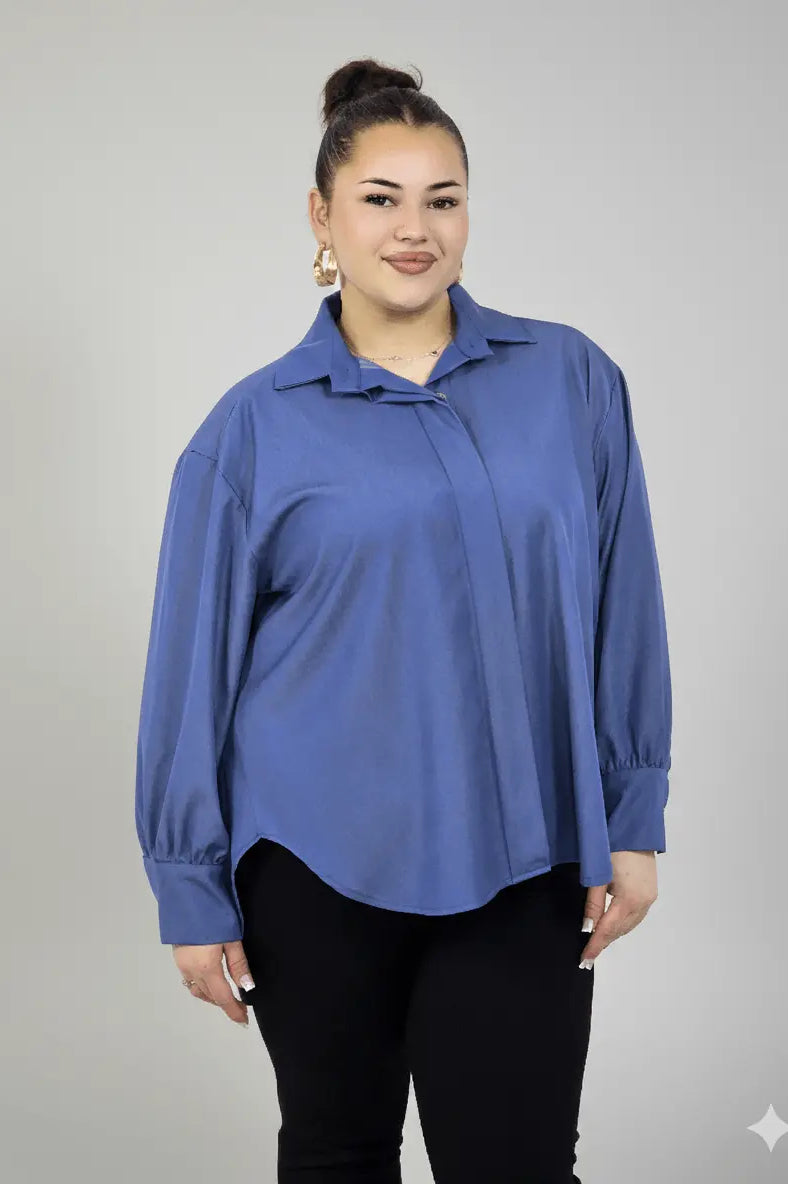 Koszula plus size damska klasyczna z kołnierzykiem – elegancka i wygodna Stylowa XL