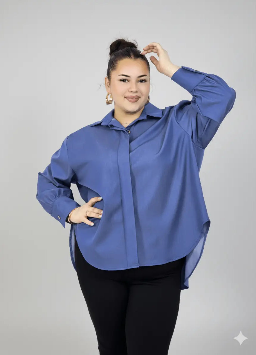 Koszula plus size damska klasyczna z kołnierzykiem – elegancka i wygodna Stylowa XL