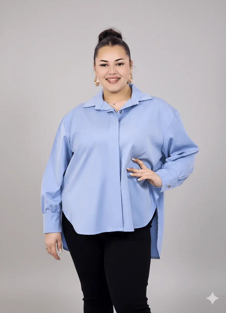Koszula plus size damska klasyczna z kołnierzykiem – elegancka i wygodna Stylowa XL