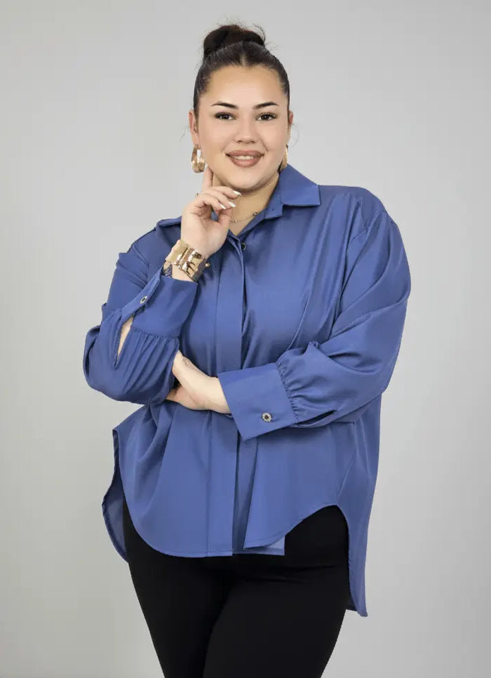 Koszula plus size damska klasyczna z kołnierzykiem – elegancka i wygodna Stylowa XL