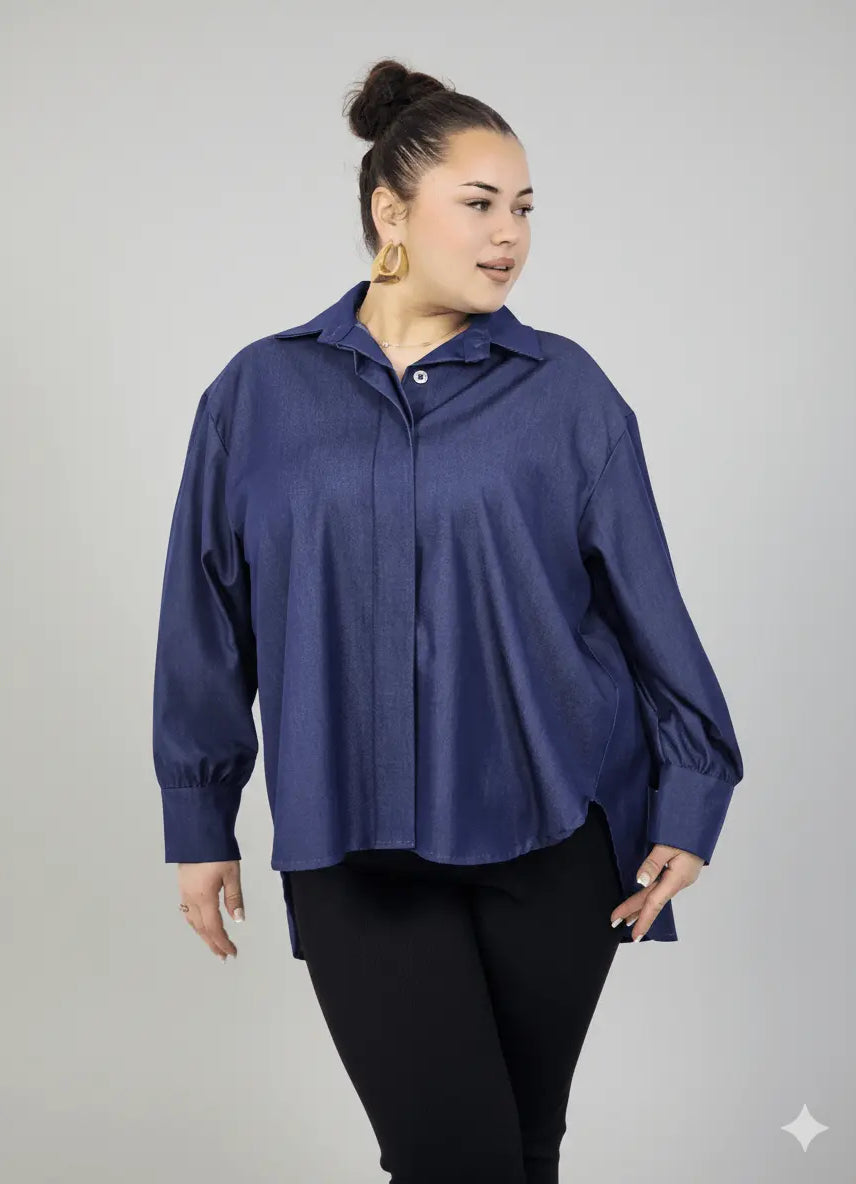 Koszula plus size damska klasyczna z kołnierzykiem – elegancka i wygodna Stylowa XL