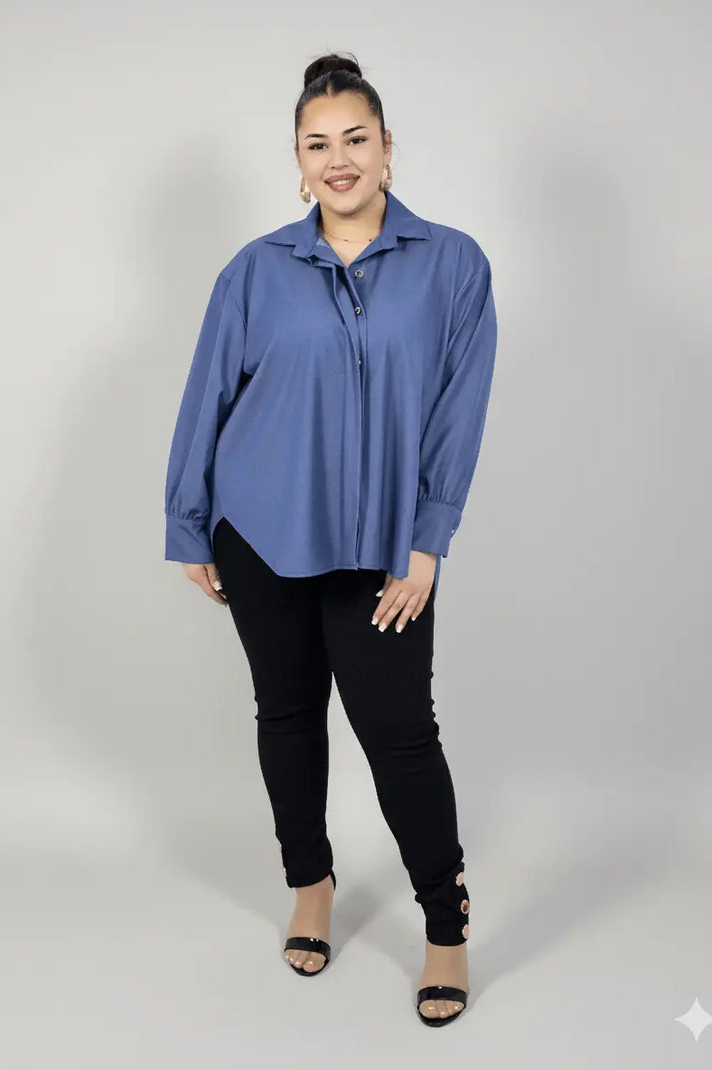 Koszula plus size damska klasyczna z kołnierzykiem – elegancka i wygodna Stylowa XL